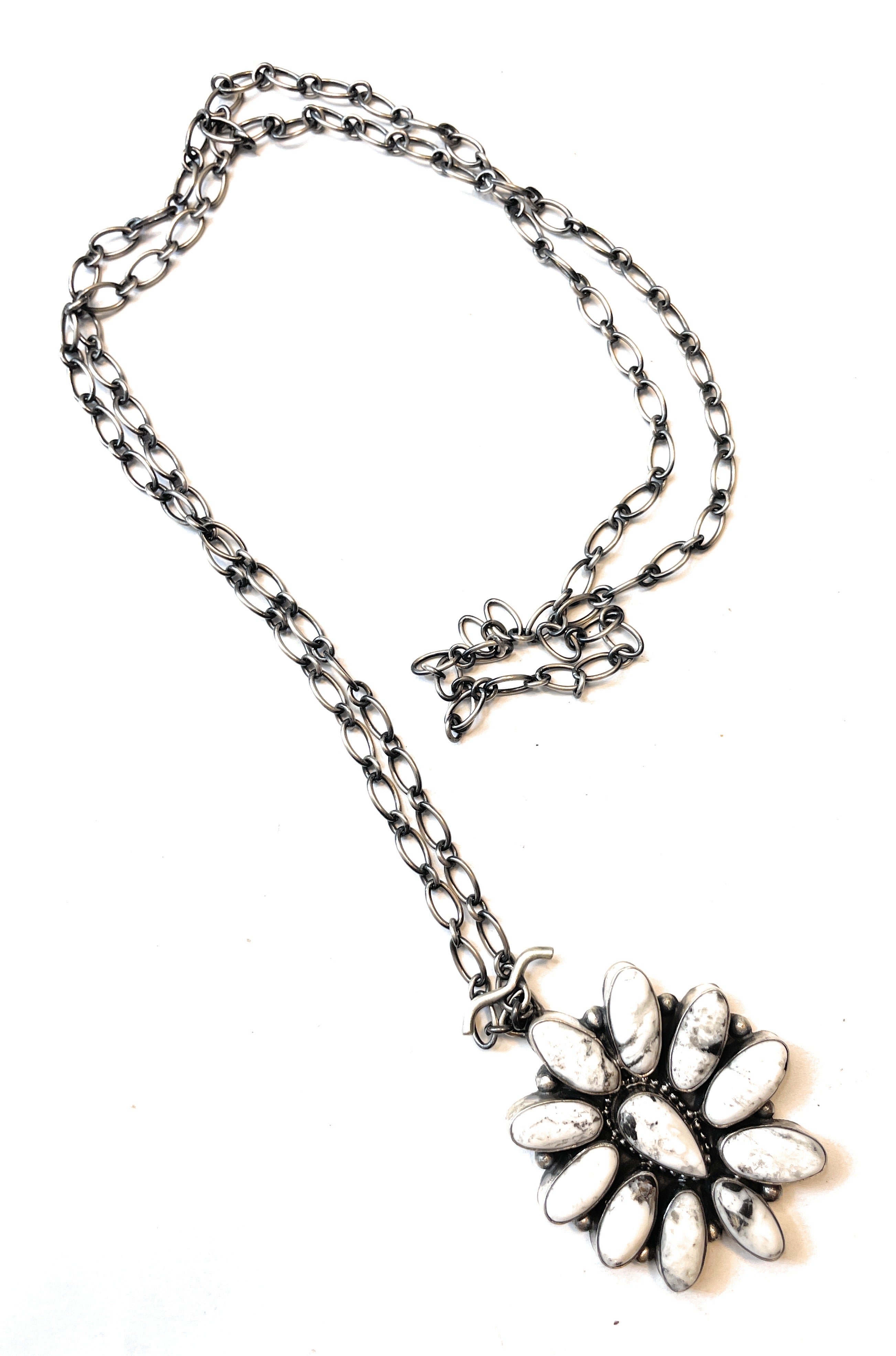 Handcrafted White Buffalo And Sterling Silver Necklace