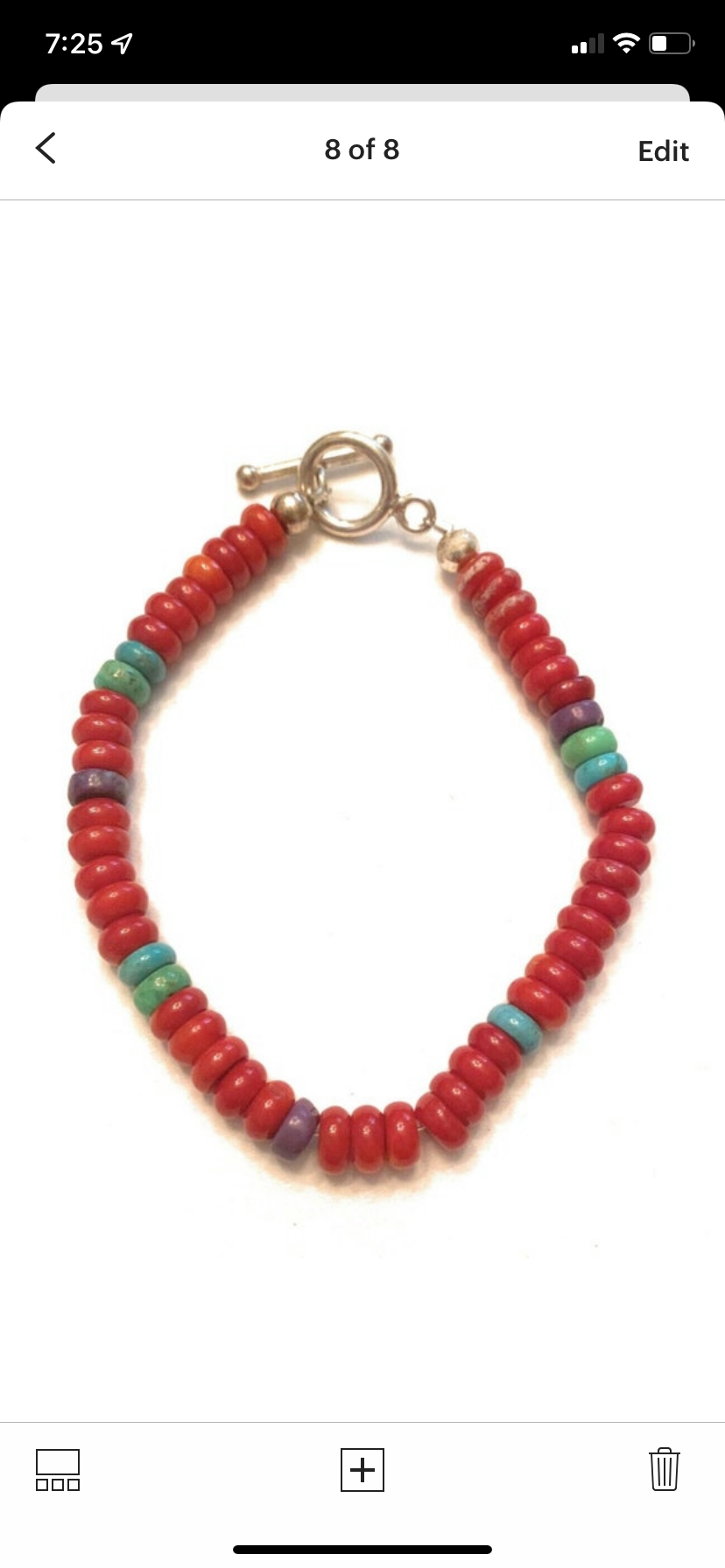 Handcrafted Coral & Multi Stone Sterling Silver Beaded Bracelet