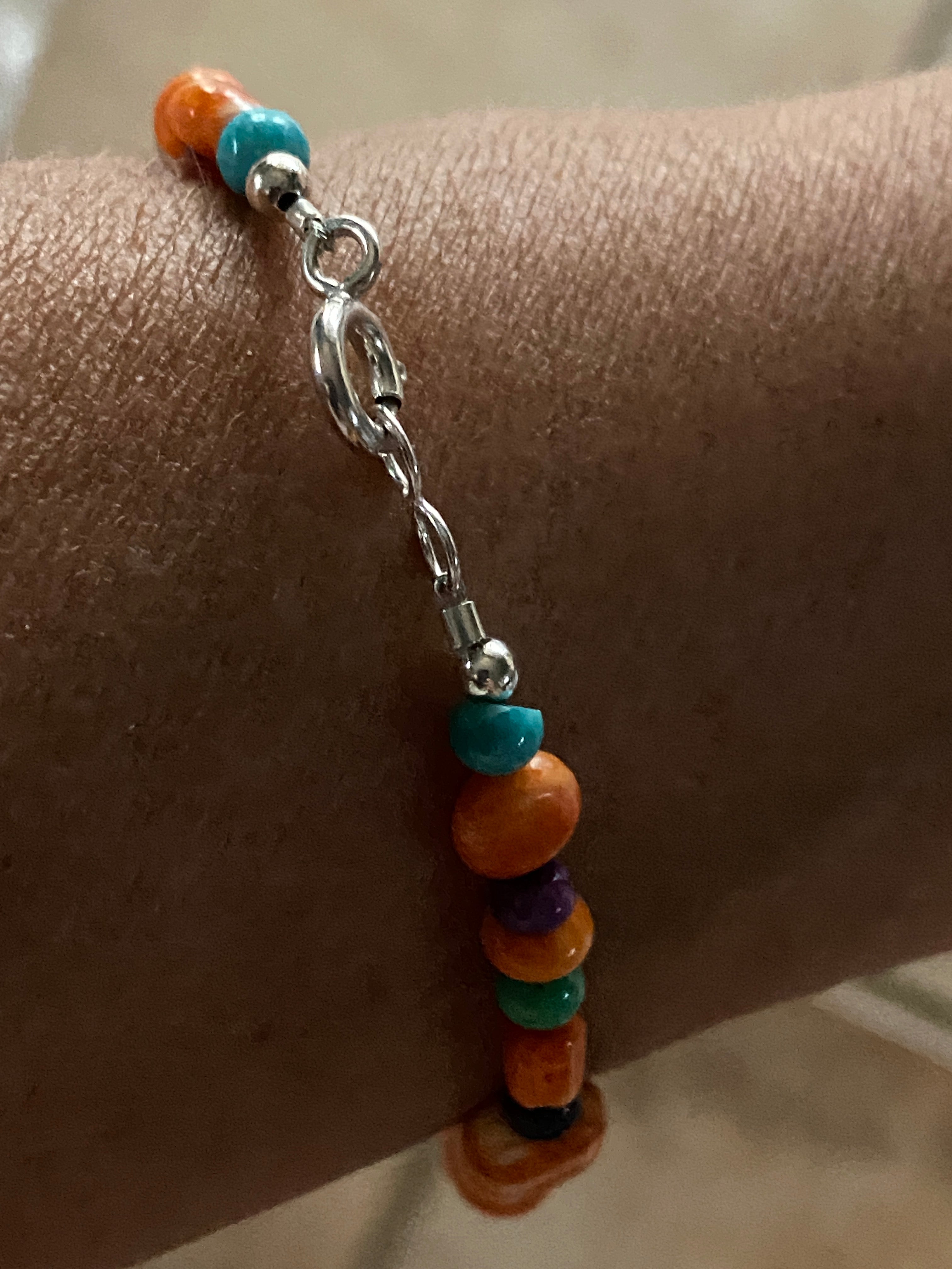 Handcrafted Spiny & Multi Stone Sterling Silver Beaded Bracelet