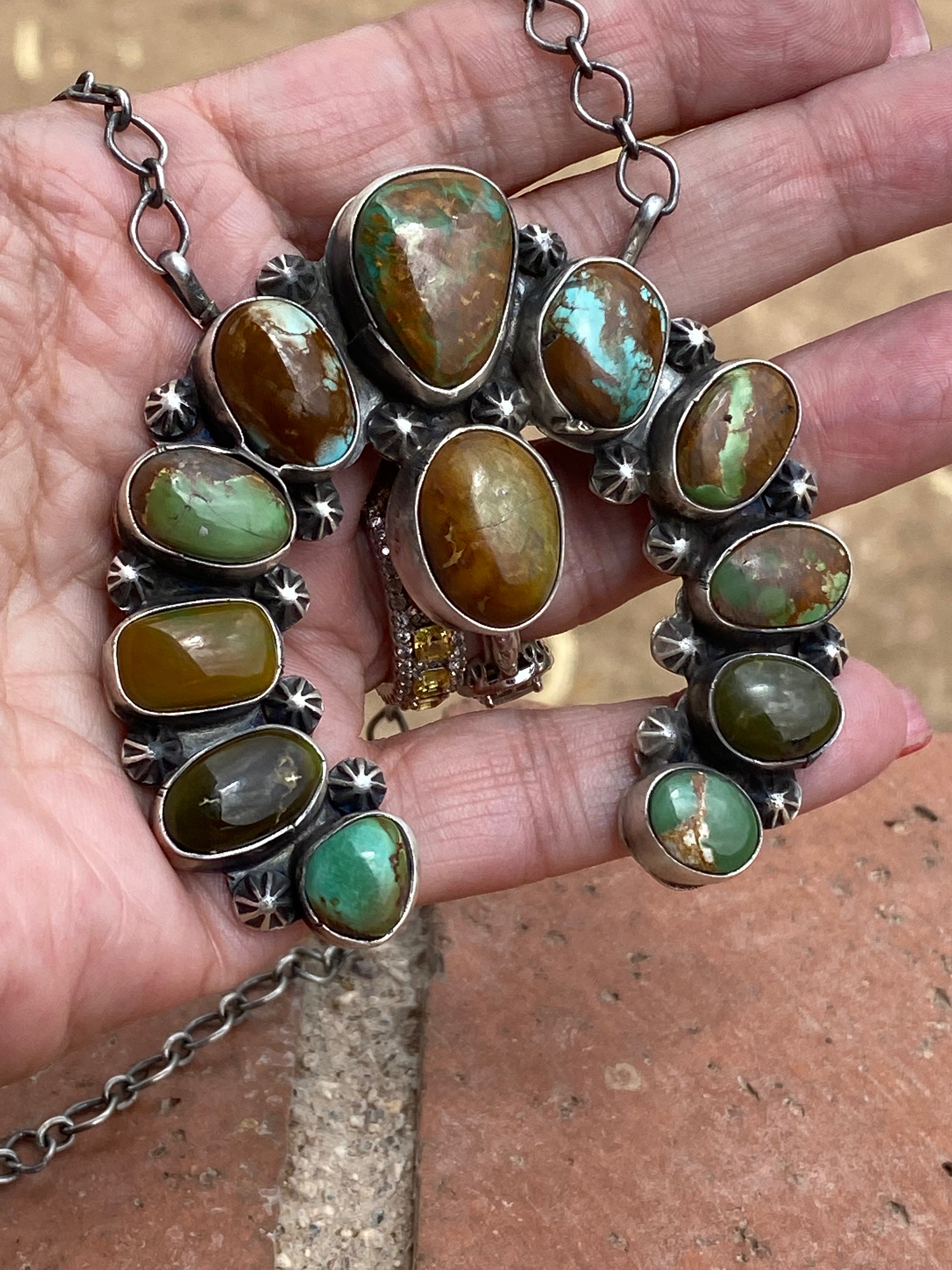 Royston Turquoise Naja Necklace By Bobby Johnson Signed