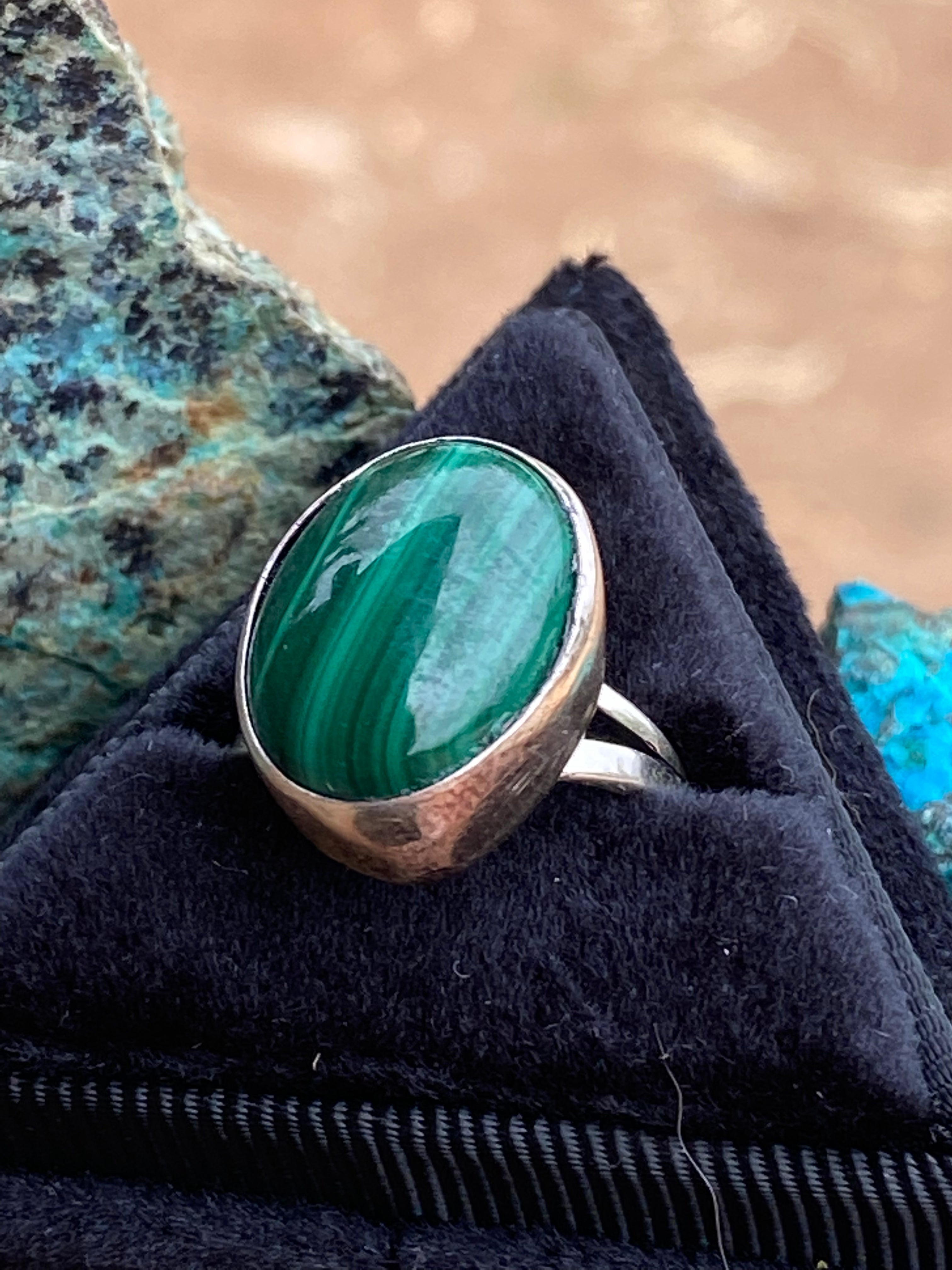 Handcrafted Malachite & Sterling Silver Rings