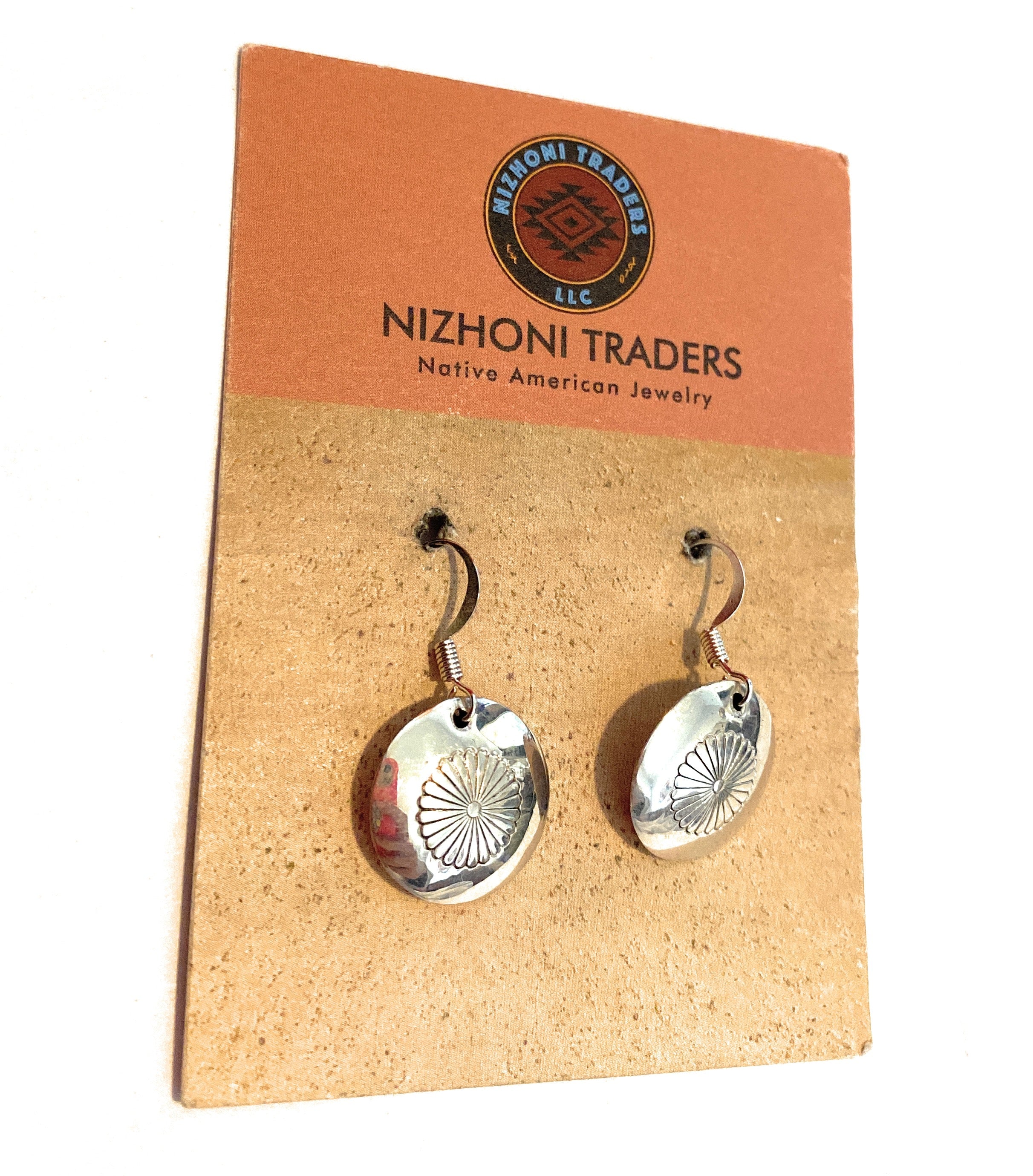 Handcrafted & Hand Stamped Sterling Silver Concho Dangle Earrings