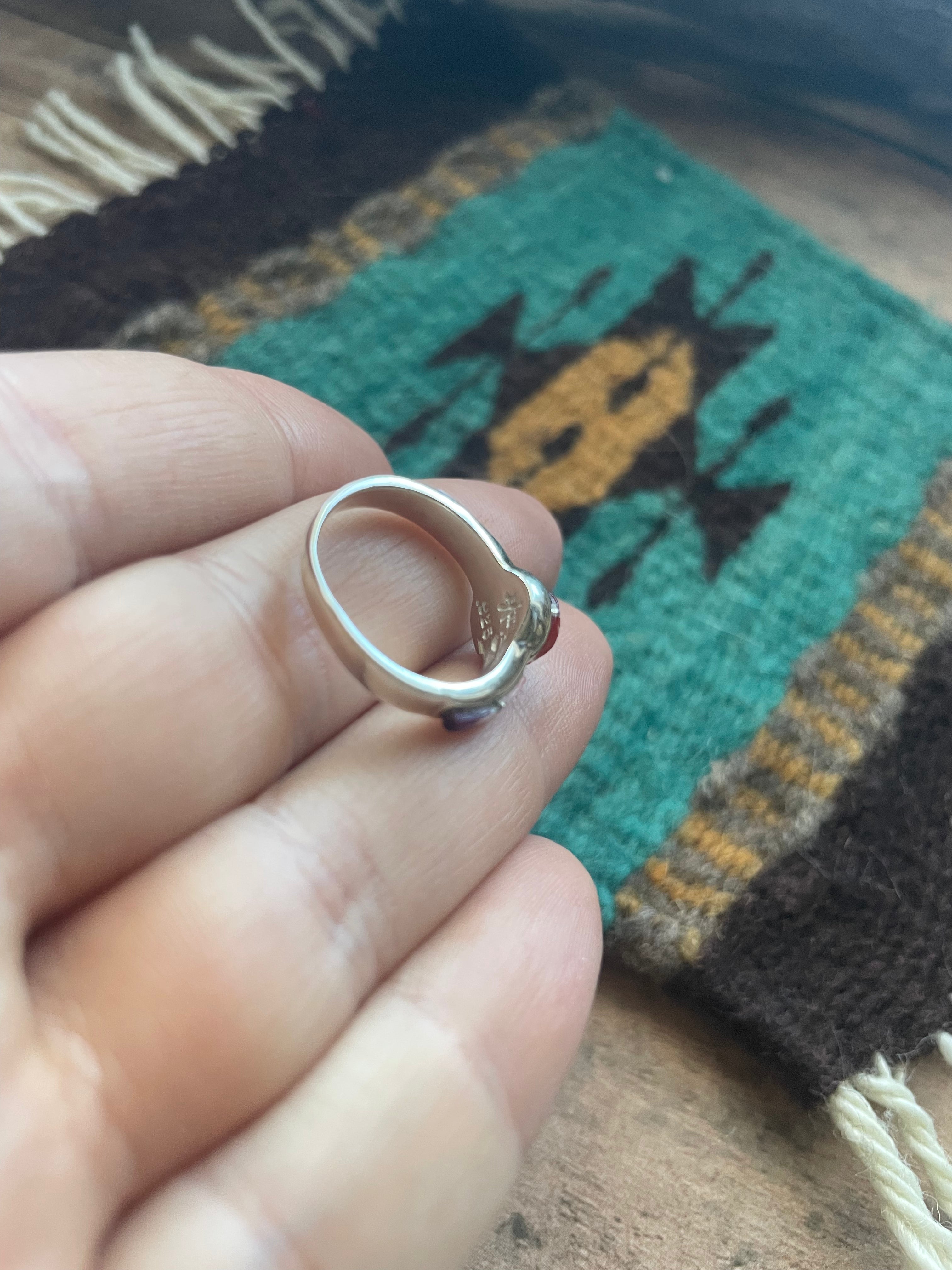 Handcrafted Sterling Silver & Multi Stone Inlay Ring Size 5.5