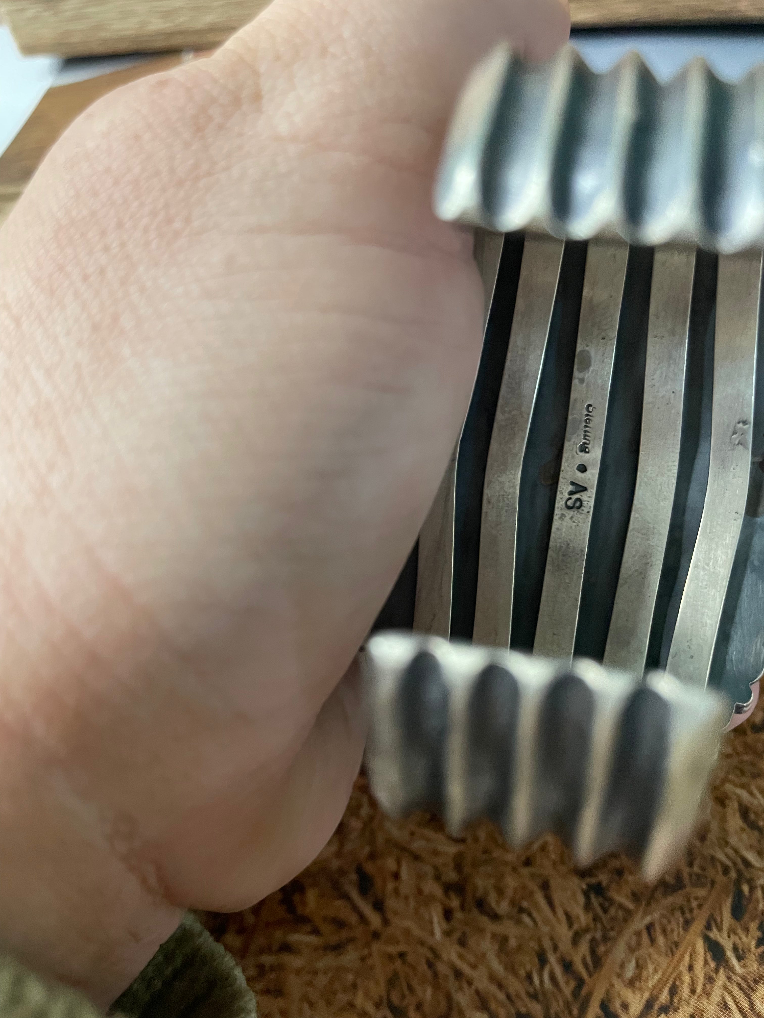 Anthony Skeets Handcrafted Turquoise, Coral & Sterling Silver Cuff Bracelet Signed /