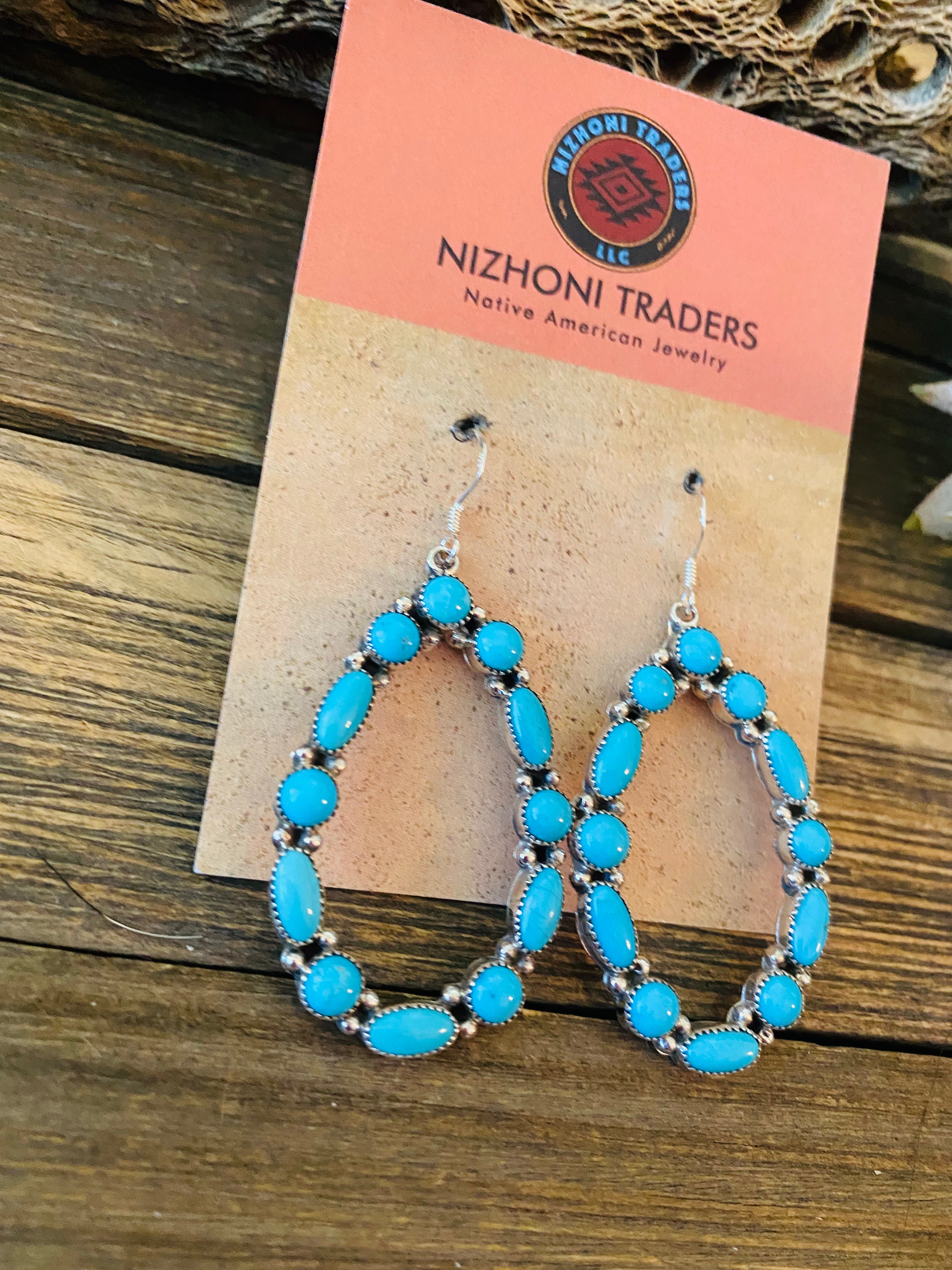 Handcrafted Sleeping Beauty Turquoise & Sterling Silver Dangle Earrings