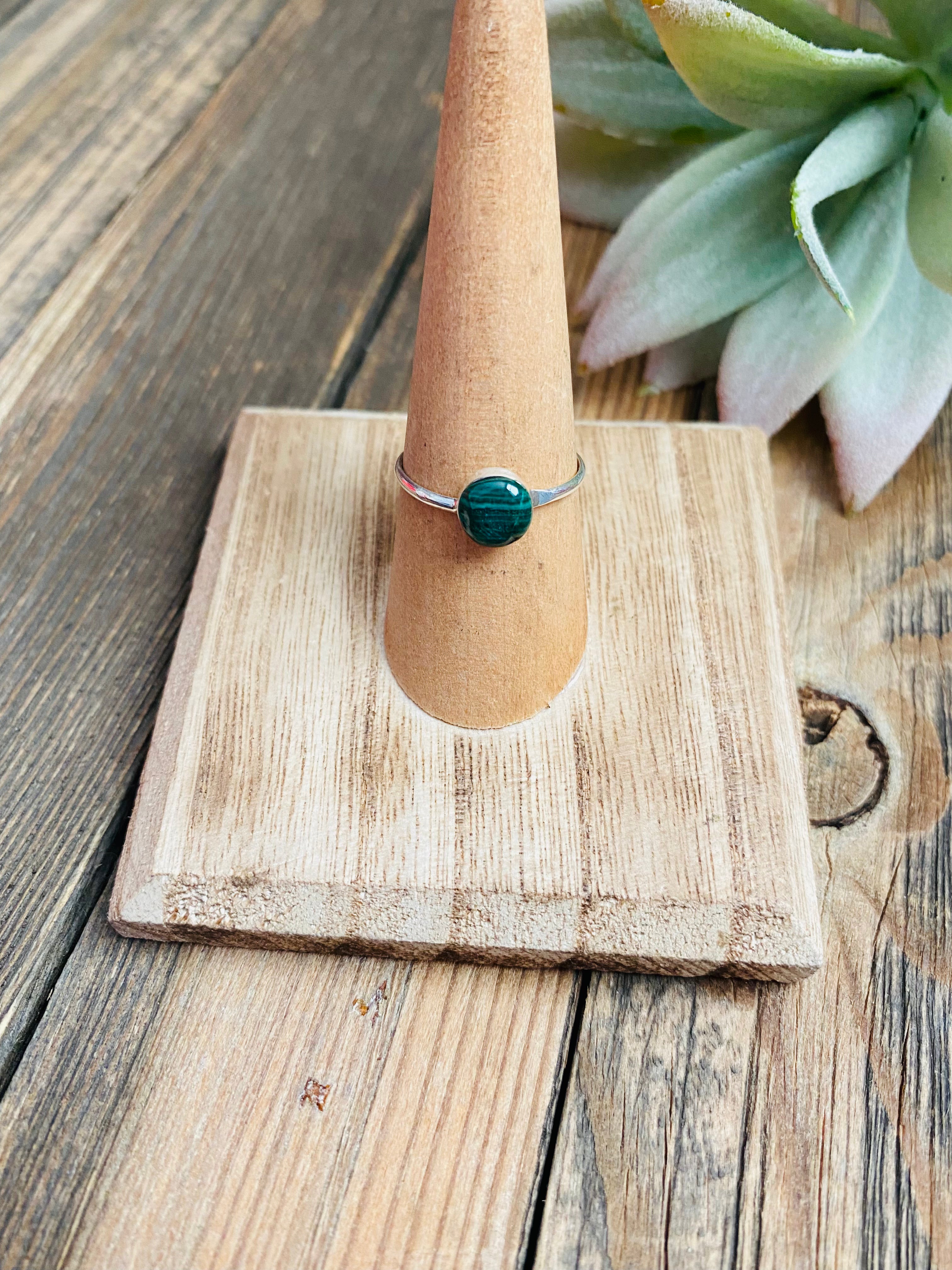 Handcrafted Malachite & Sterling Silver Ring