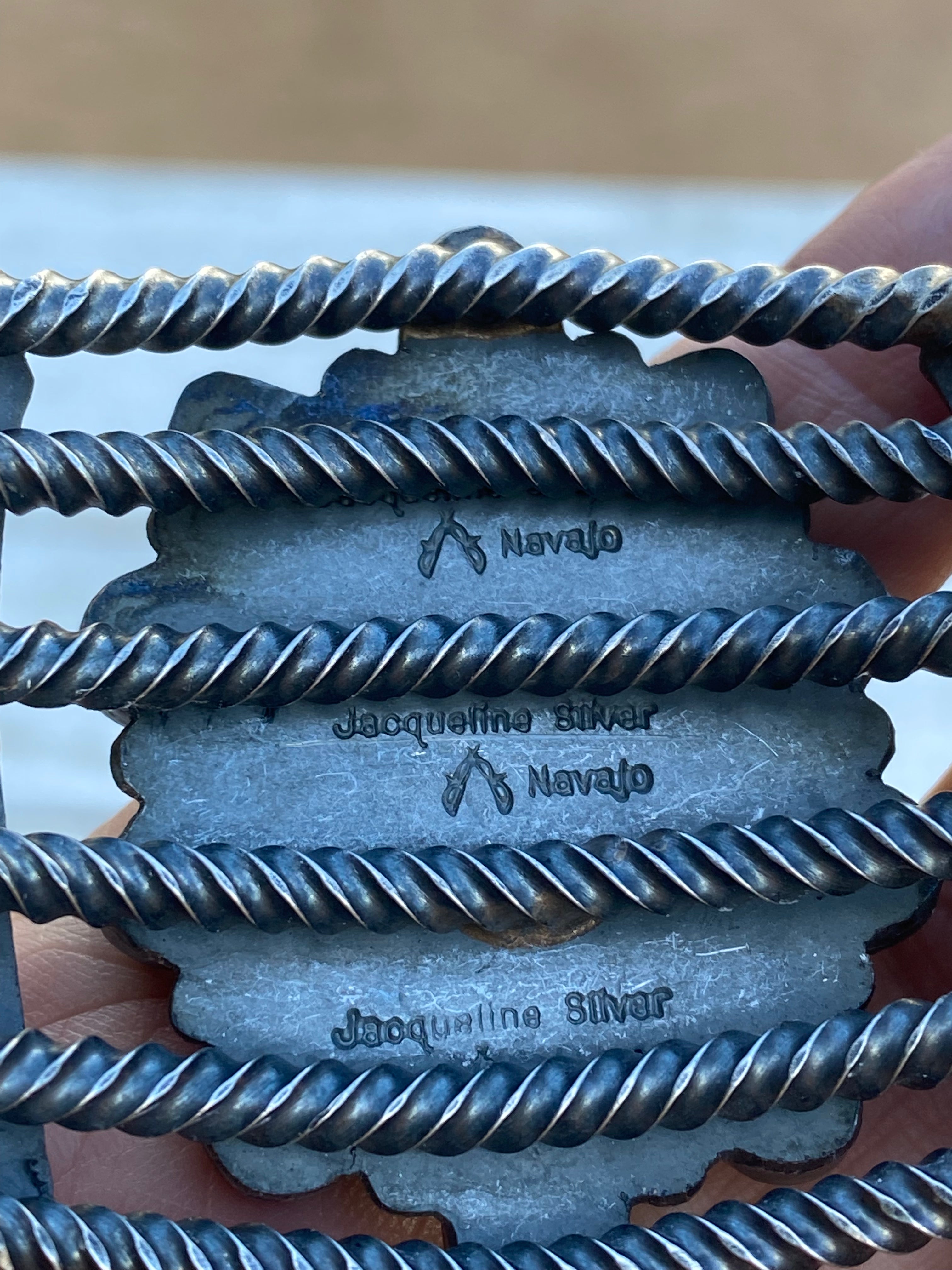 Navajo Jacqueline Silver Royston Turquoise & Sterling Cluster Cuff /