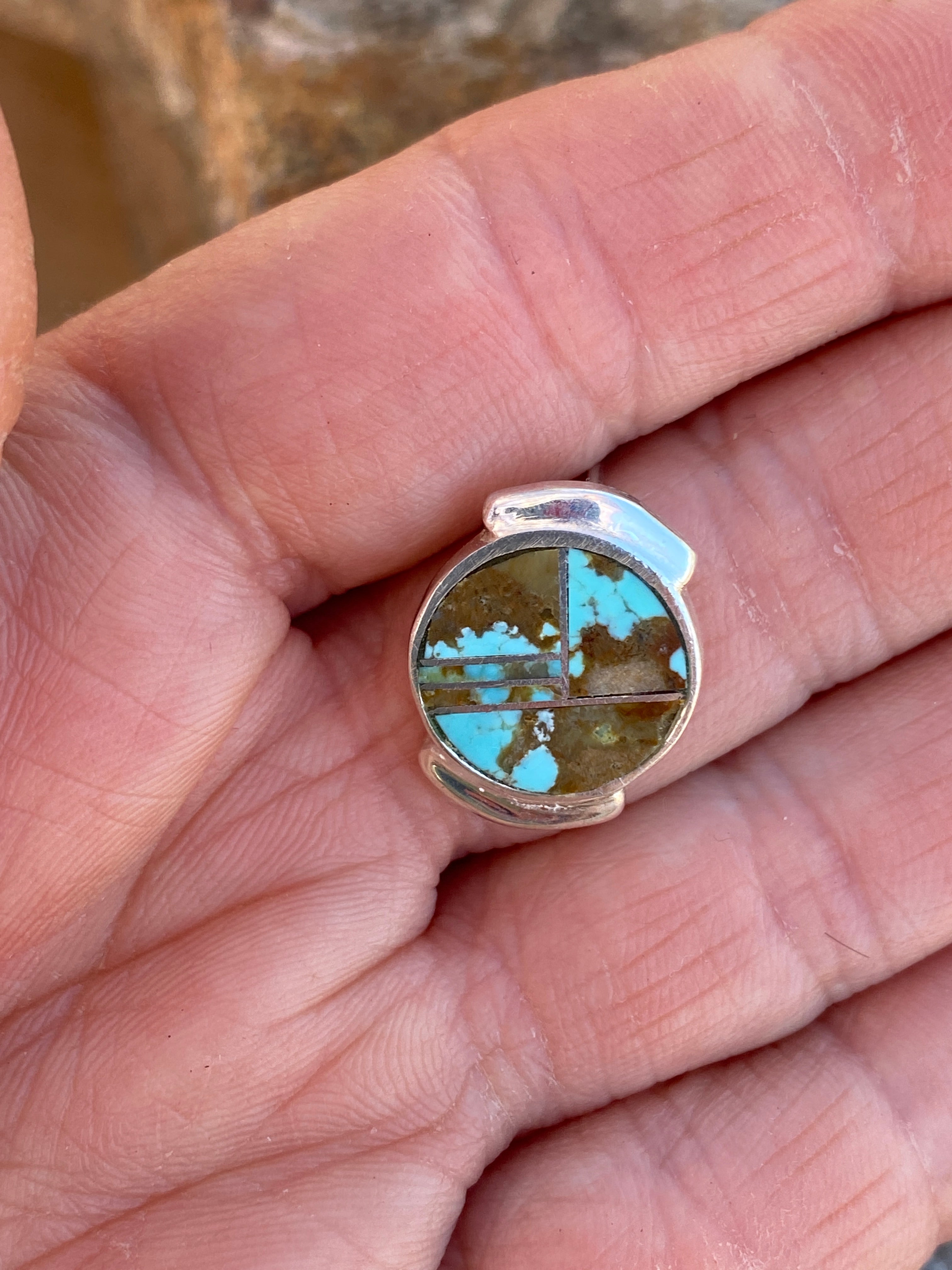 Handcrafted Turquoise #8 & Sterling Silver Stud Earrings