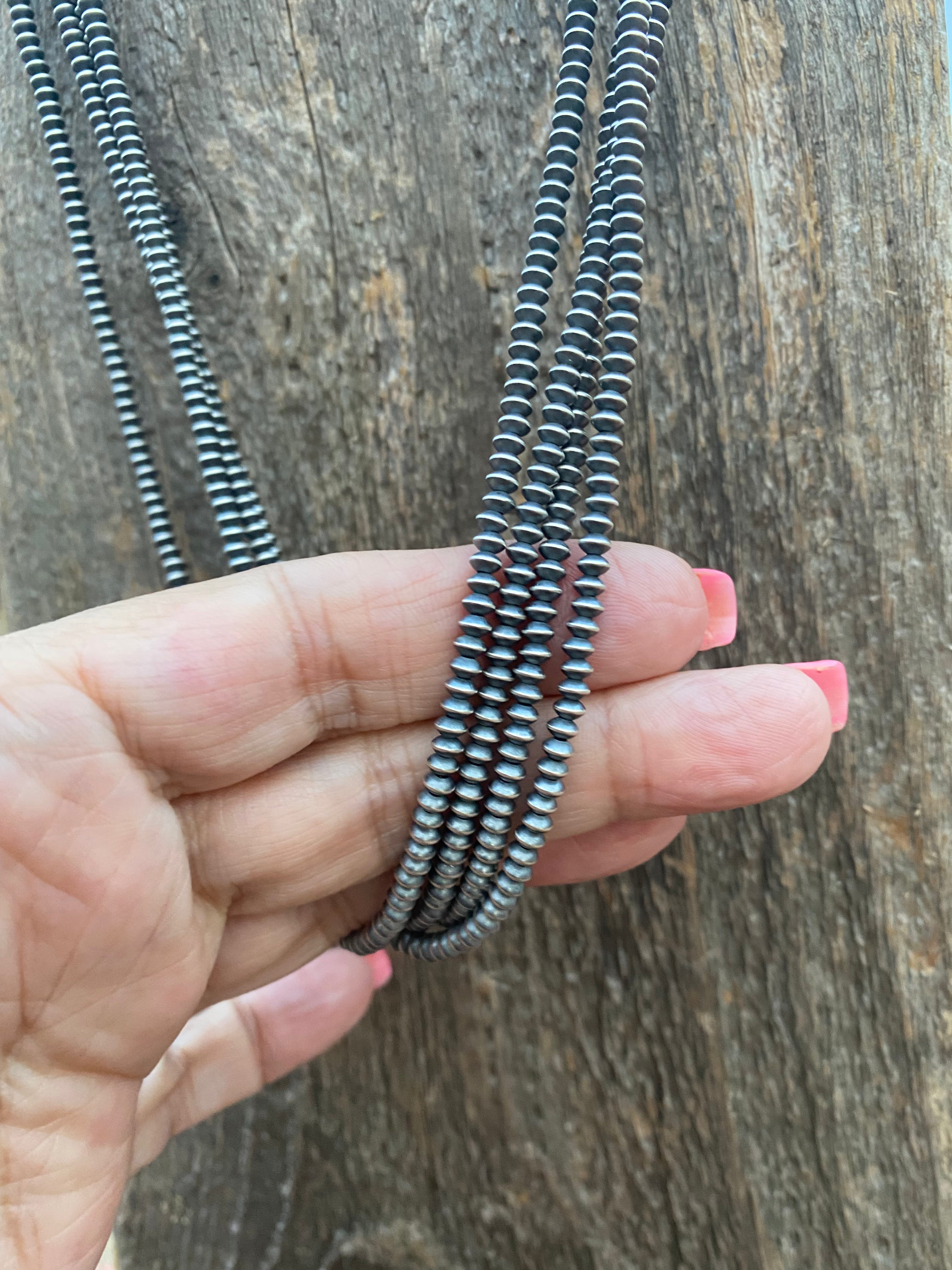 Sterling Silver Saucer Handcrafted Pearls 3mm 14 Inch