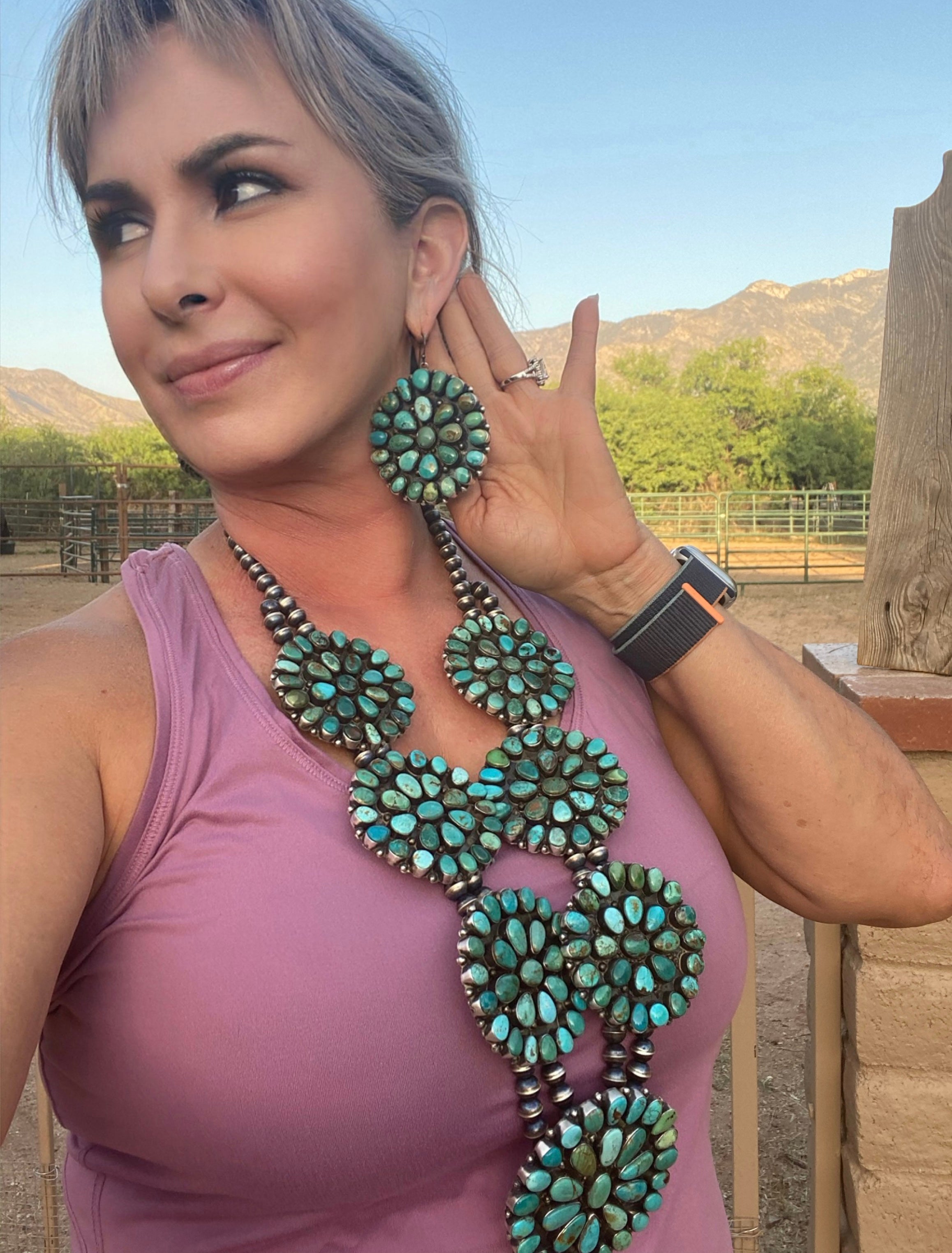 Handcrafted Ella Peters Royston Turquoise Statement Necklace Set