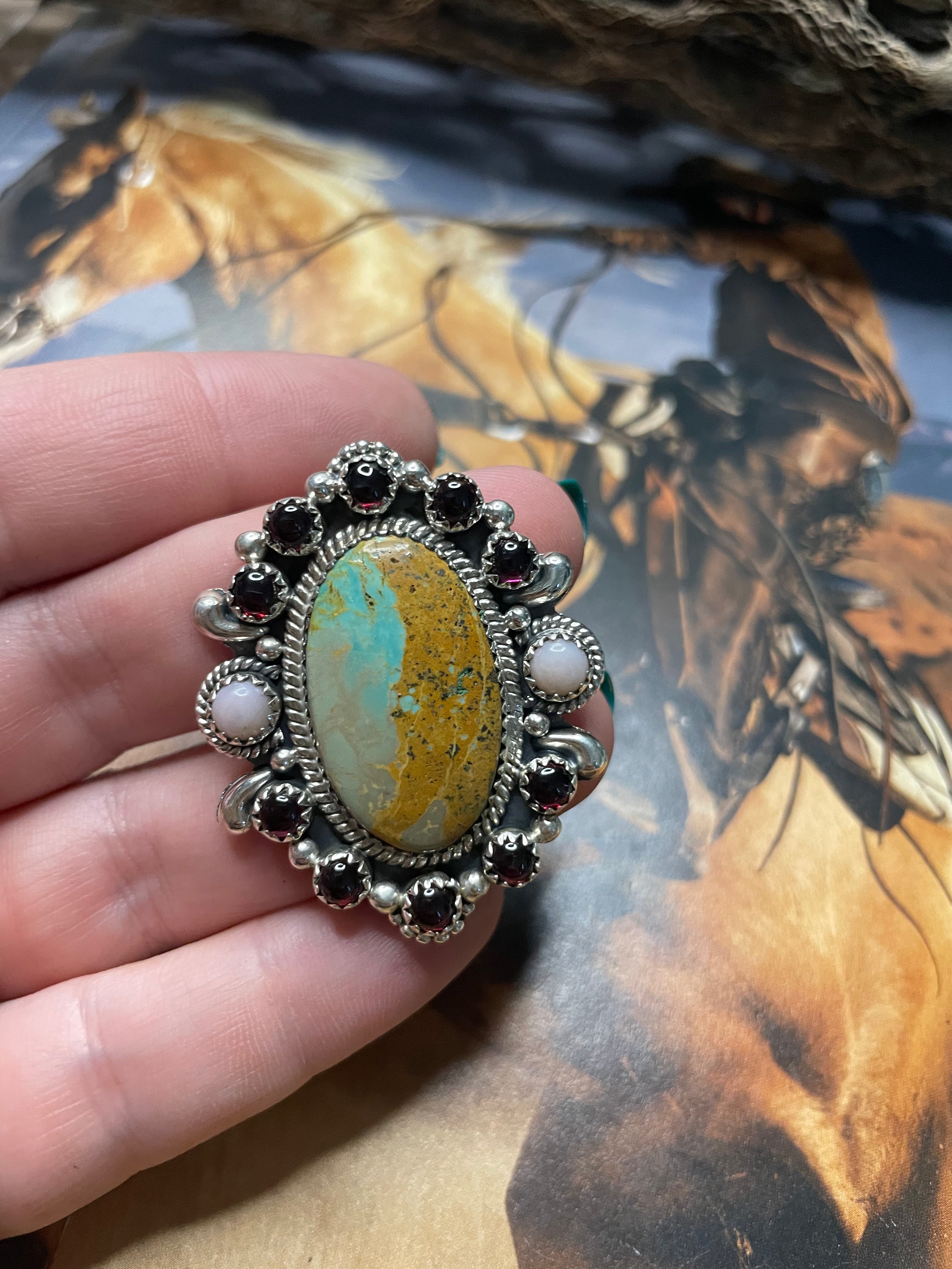 Handmade Royston Turquoise Adjustable Oval Ring