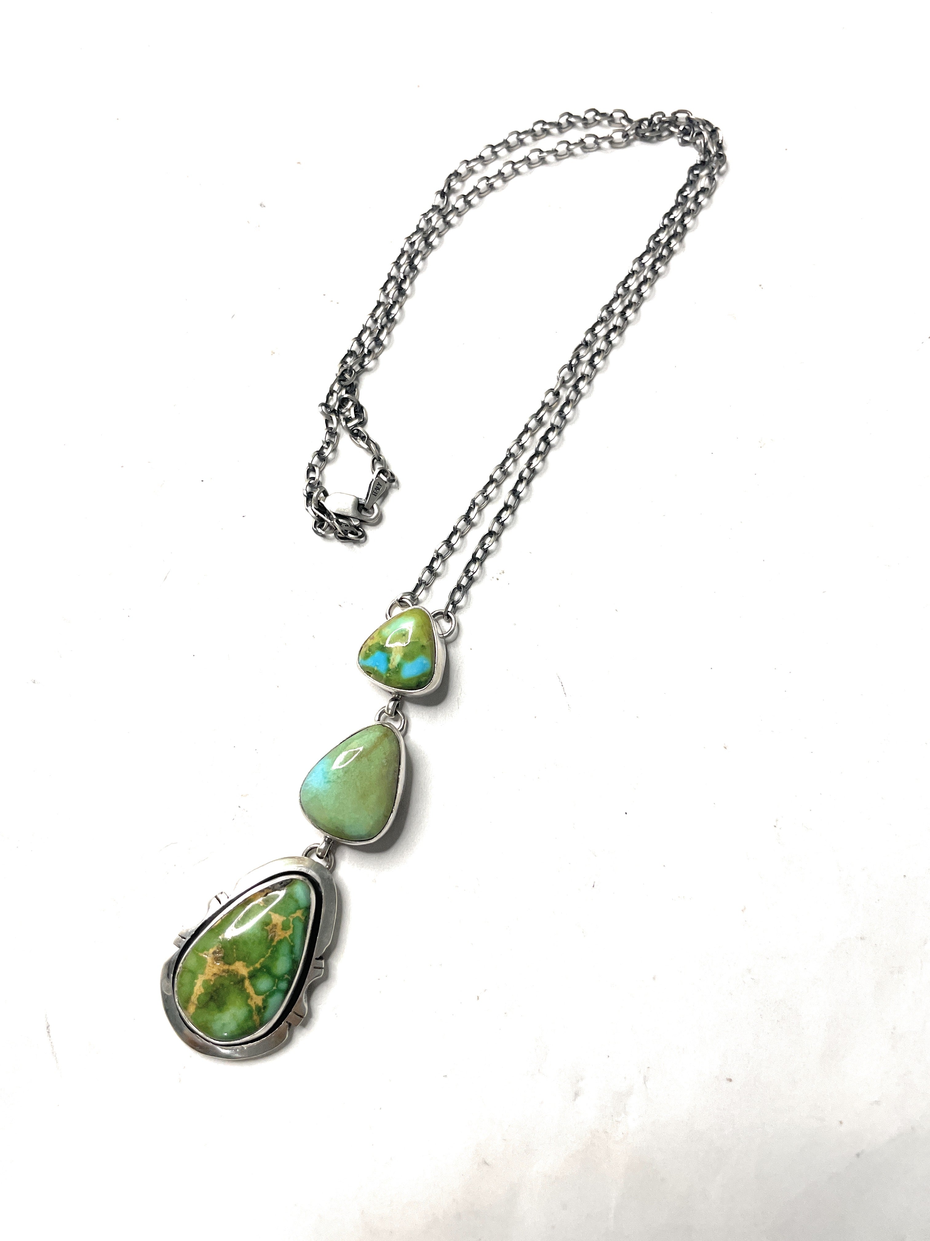 Handcrafted Sterling Silver And Sonoran Mountain Turquoise Lariat Necklace