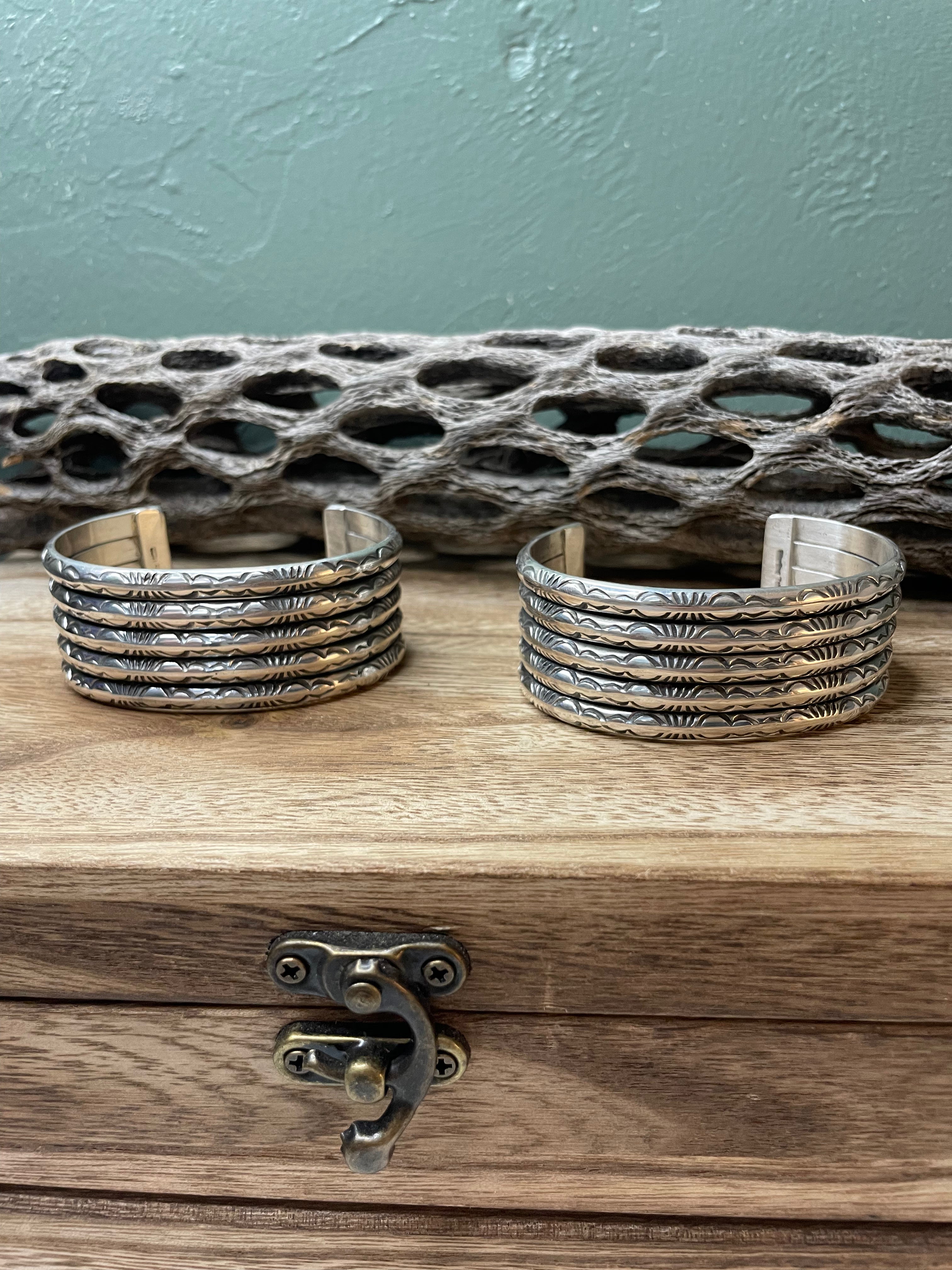 Handcrafted Sterling Silver Hand stamped Cuff Signed