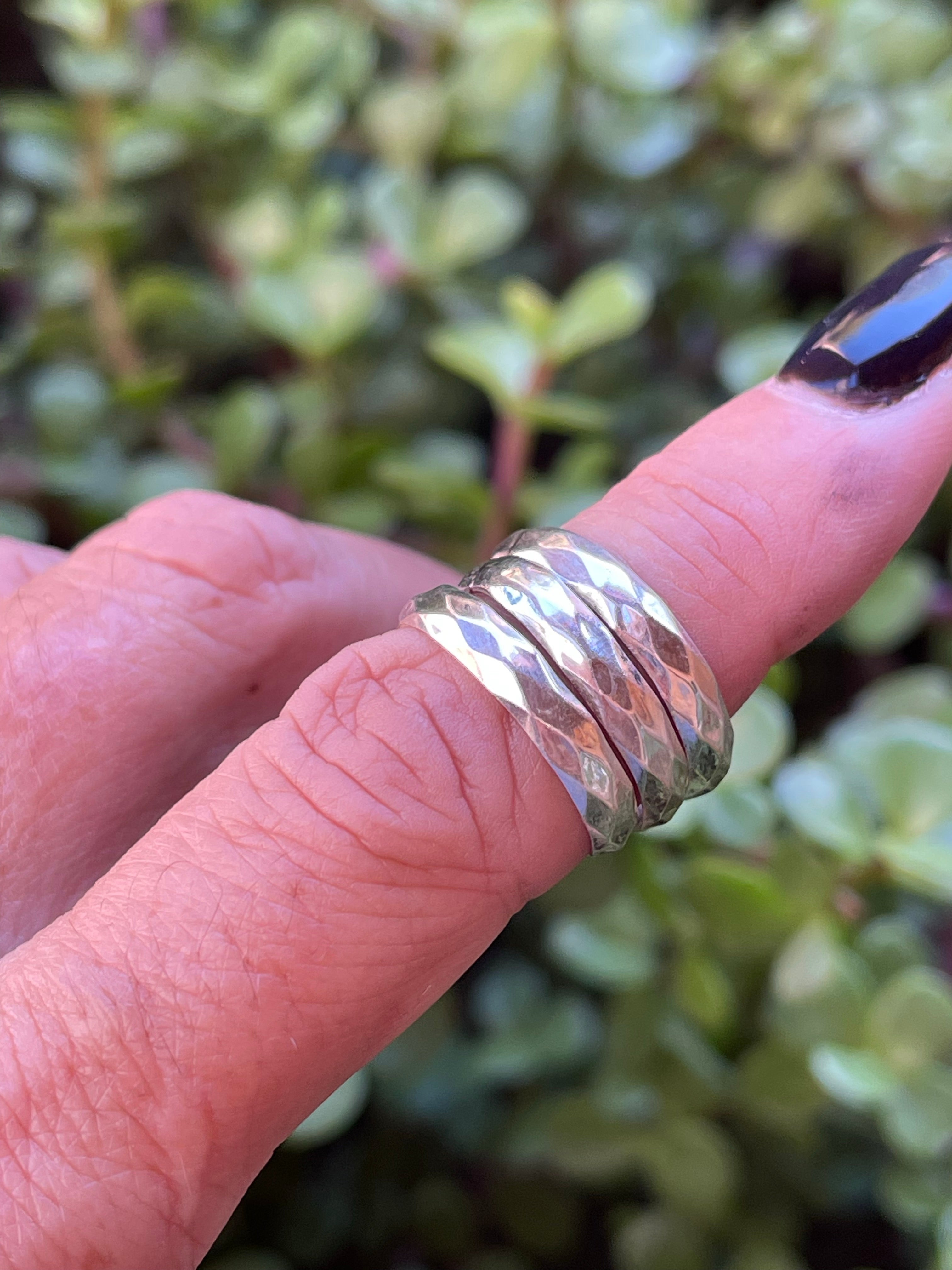 Handcrafted Sterling Silver Diamond Cut Band Stacker