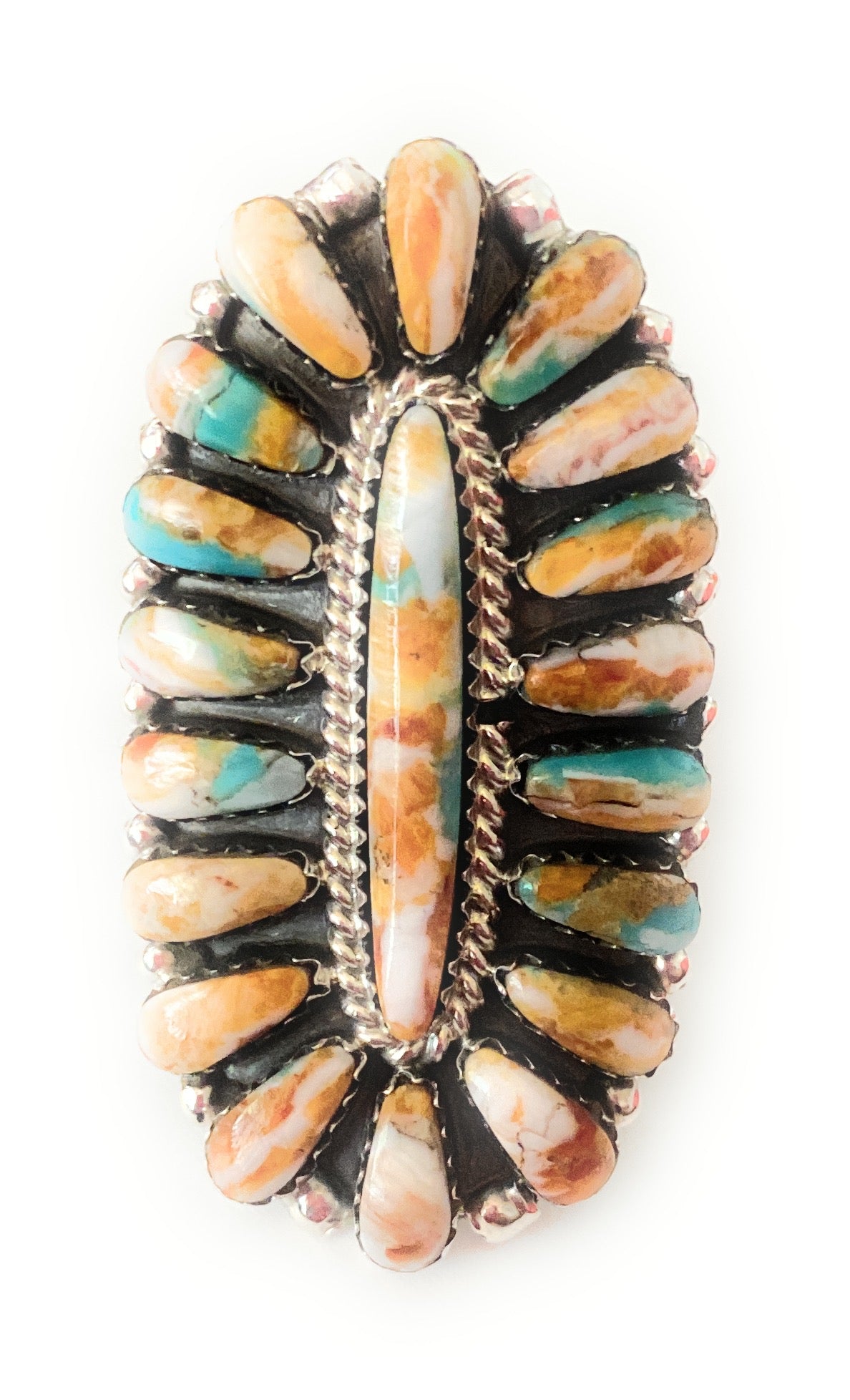 Handcrafted Sterling Silver & Natural Spice Mojave Cluster Ring