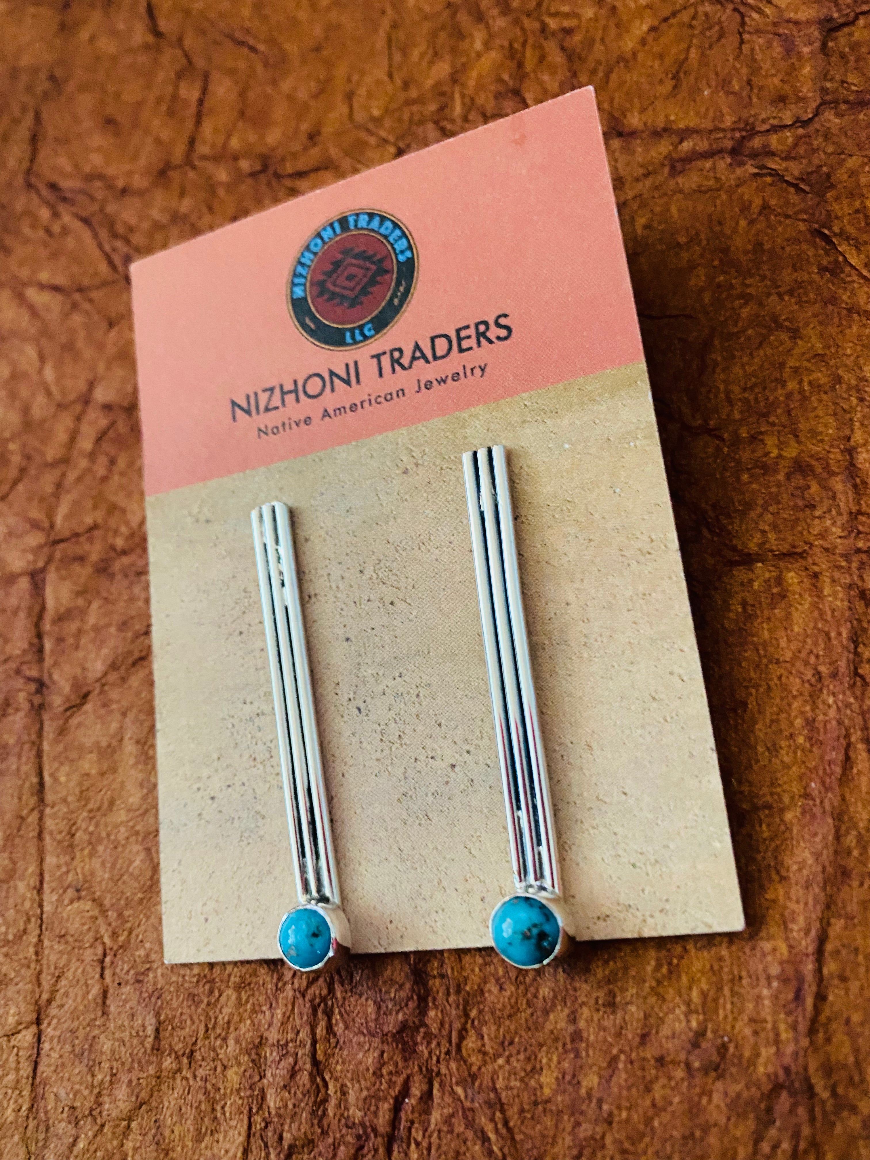 Handcrafted Turquoise & Sterling Silver Dangle Earrings