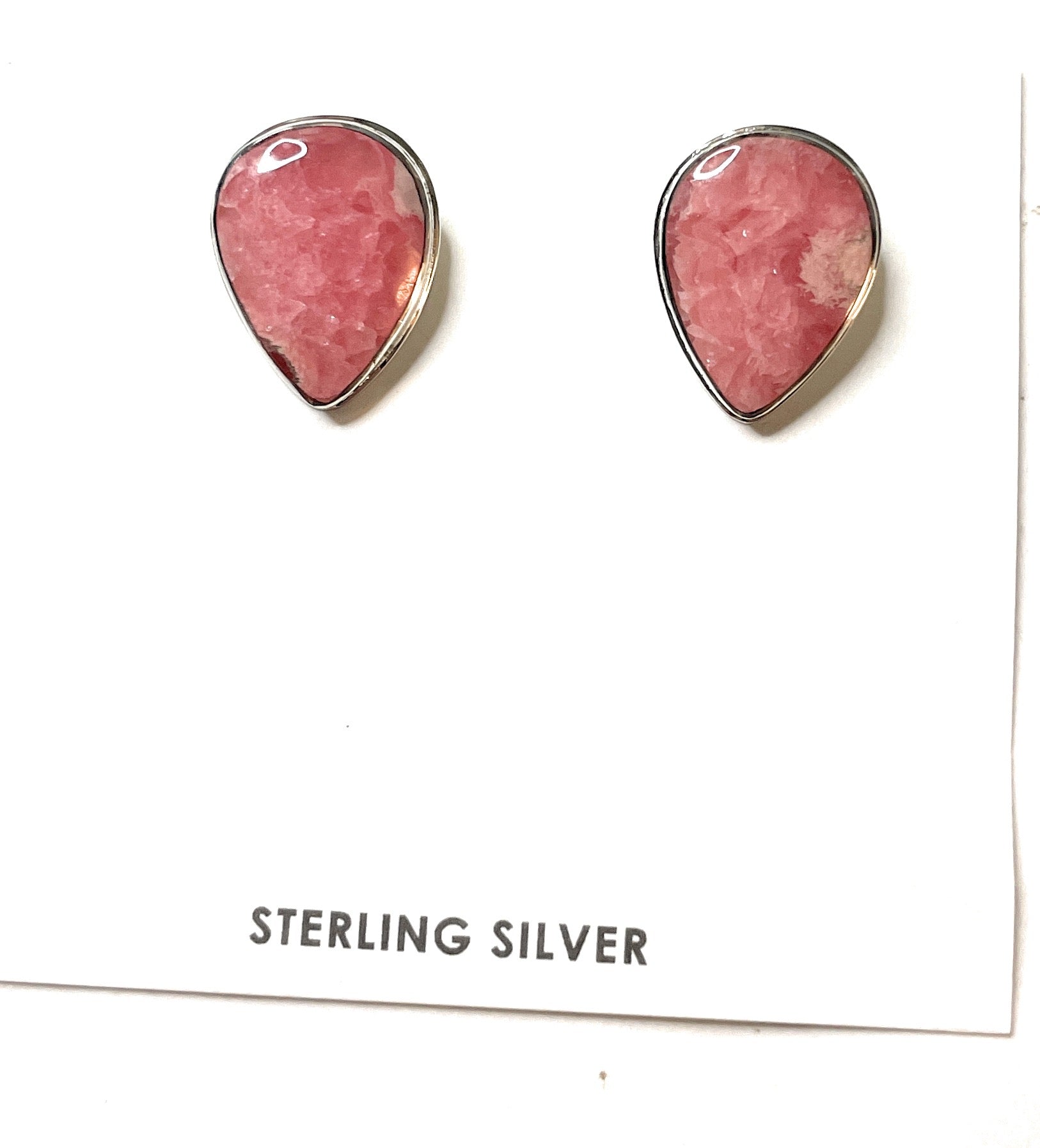 Handcrafted Rhondite And Sterling Silver Post Clip On Earrings