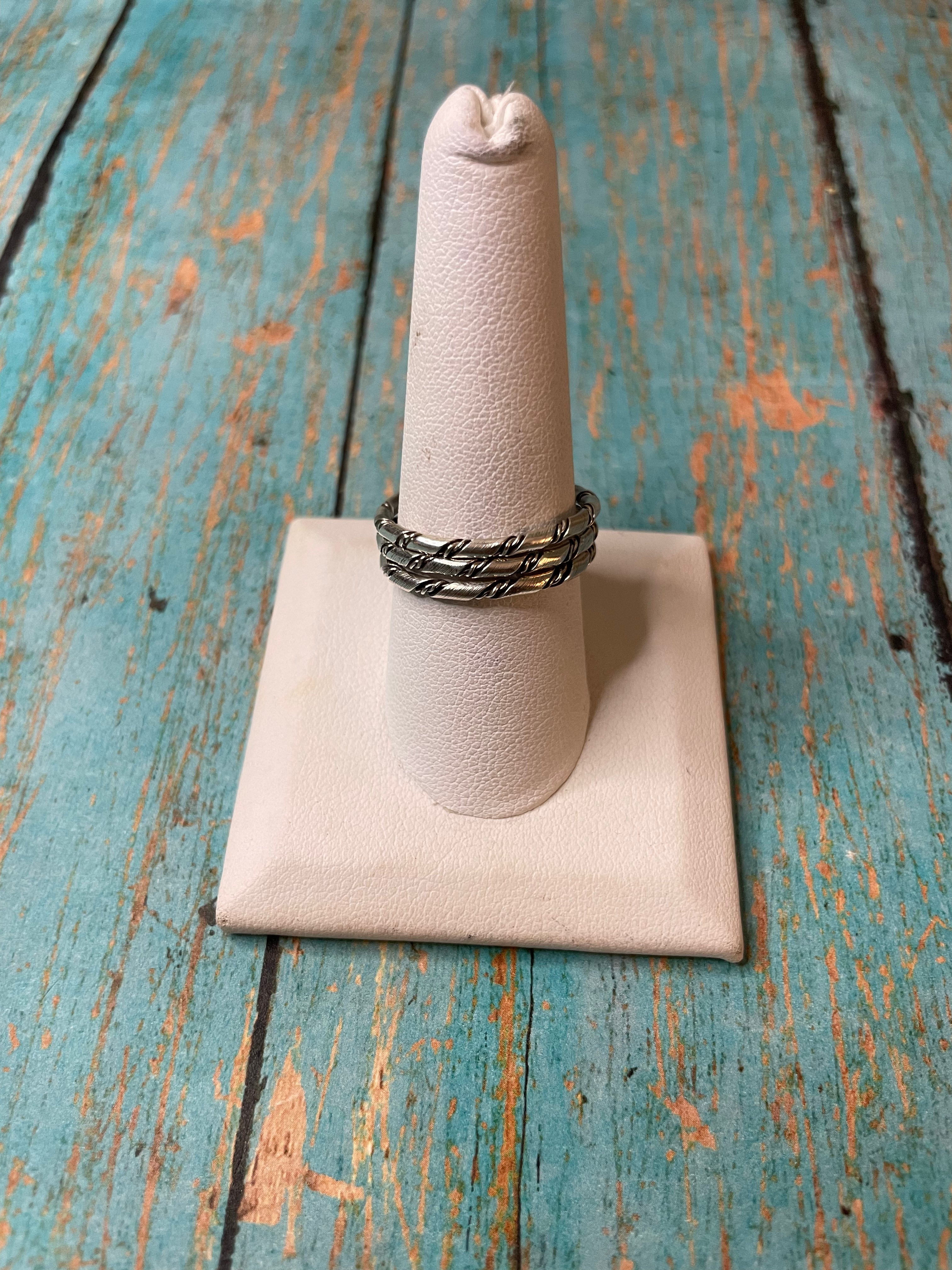 Handcrafted Sterling Silver Thin Twisted Bands SK8