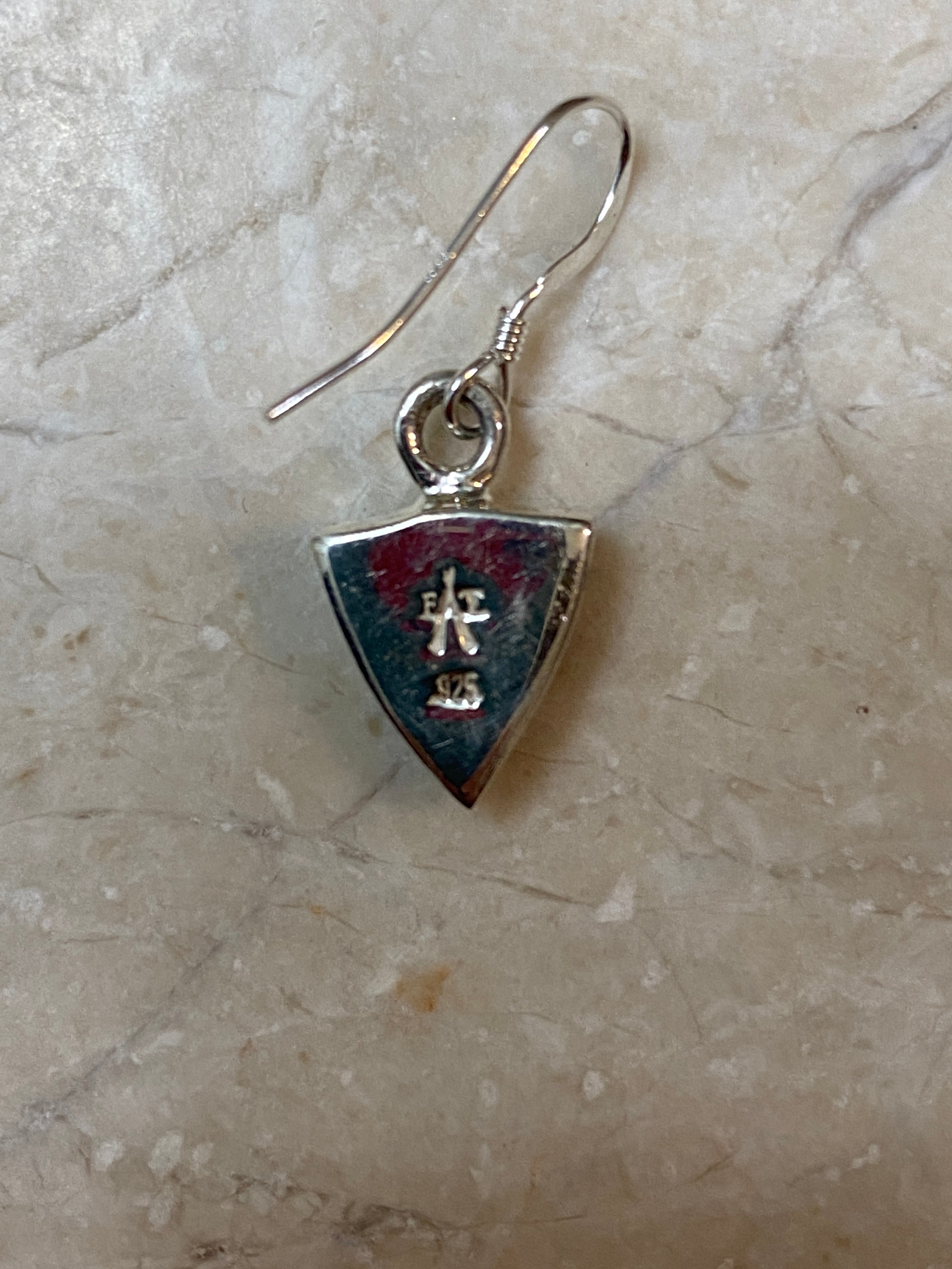 Handcrafted Turquoise 8 & Sterling Silver light blue Petite Triangle Dangle Earrings set 2