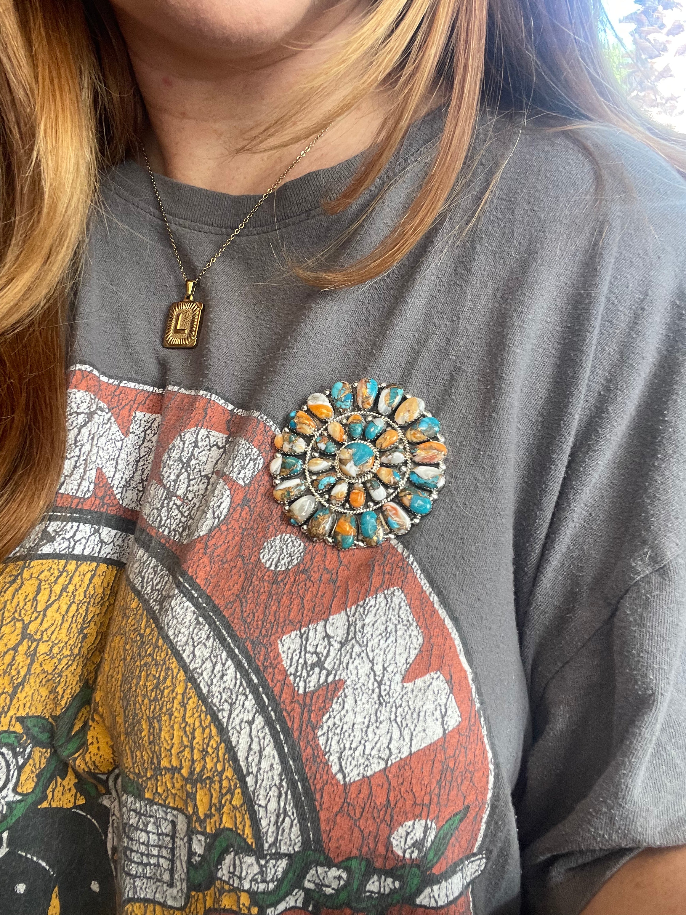 Navajo Sterling Silver And Multi Stone Spice Pendant Pin by Juliana Williams