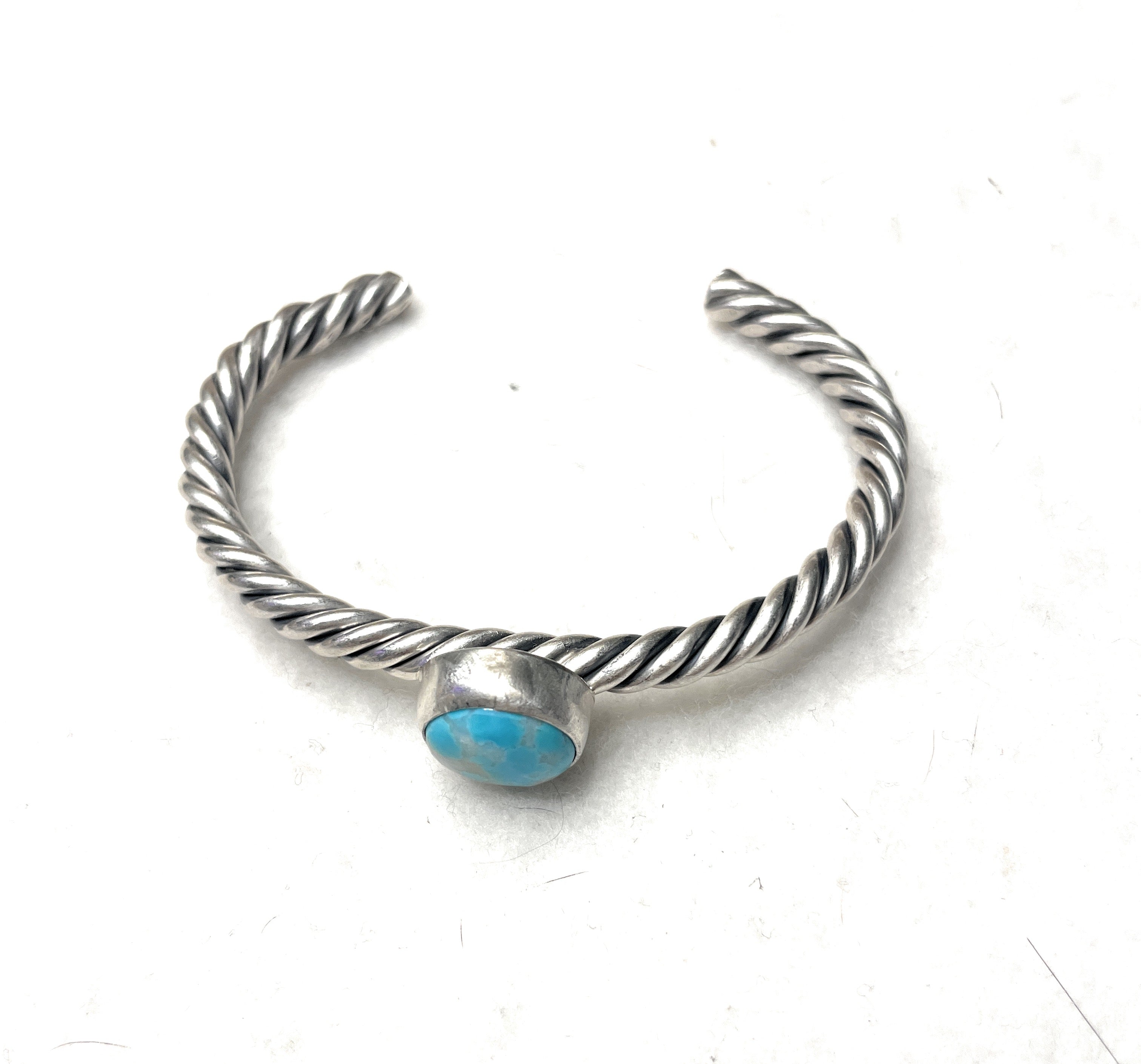 Handcrafted Sterling Rope Cuff & Turquoise Cuff Bracelet