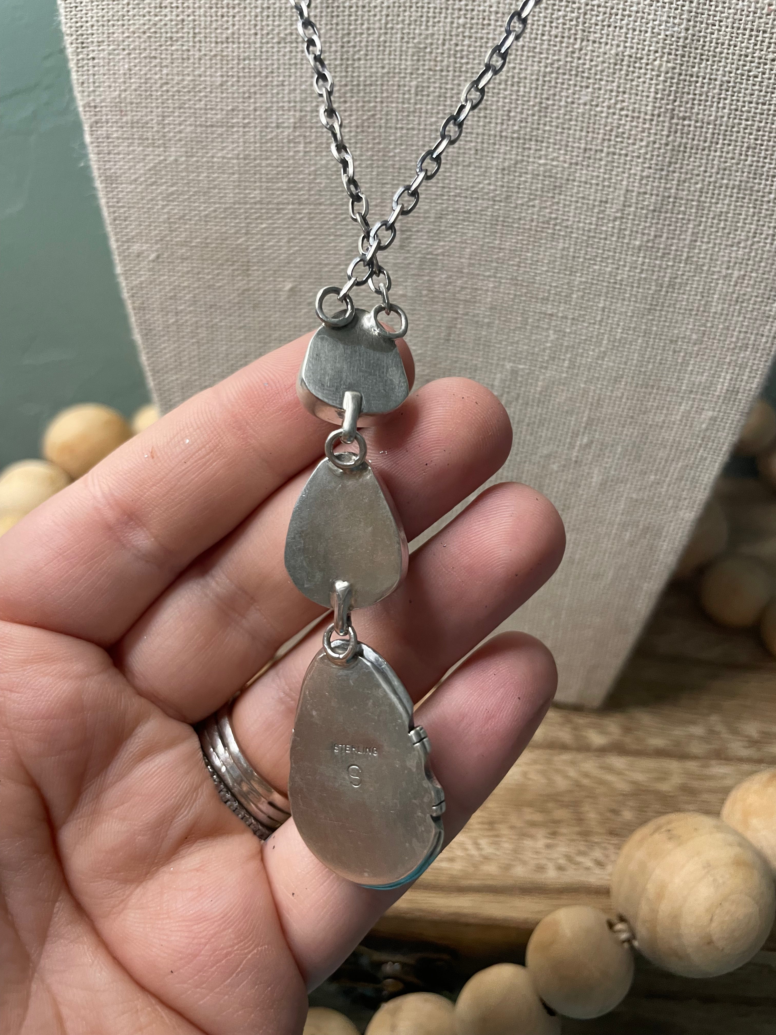 Handcrafted Sterling Silver And Sonoran Mountain Turquoise Lariat Necklace