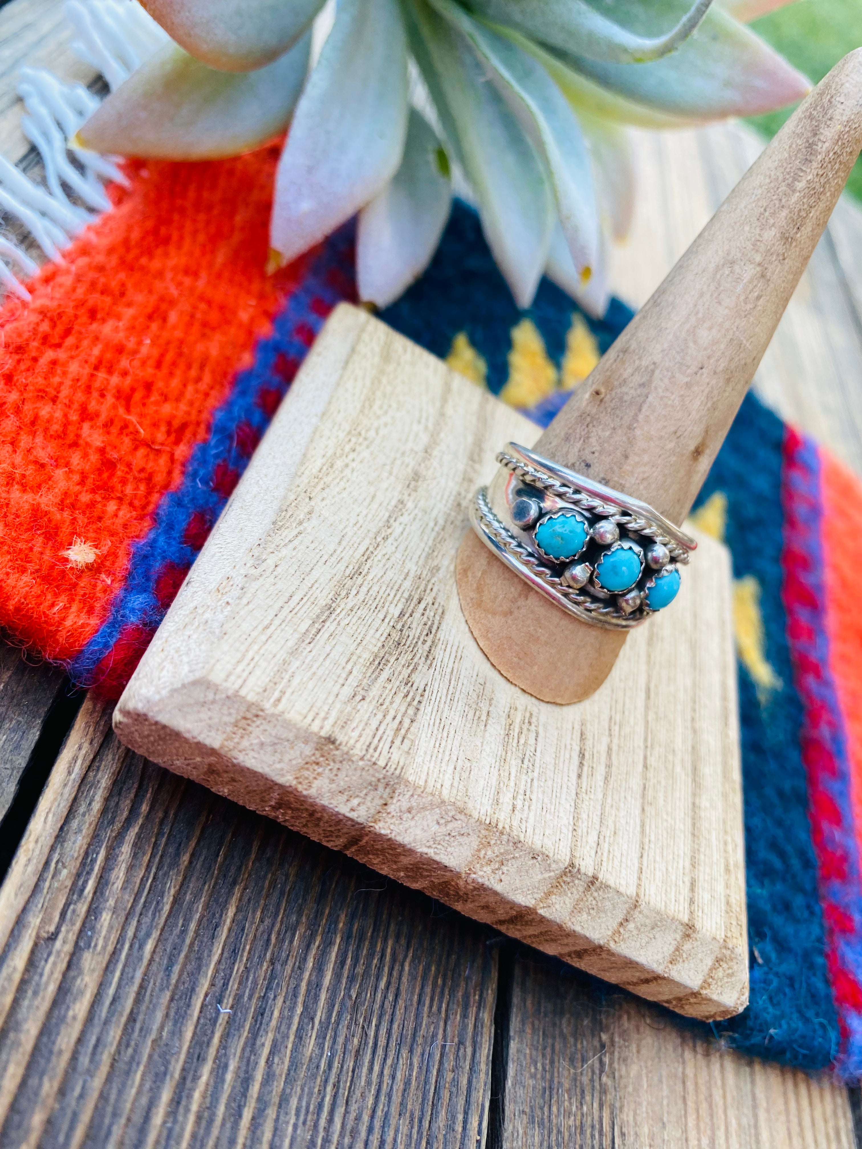 Handcrafted Turquoise and Sterling Silver Band Ring