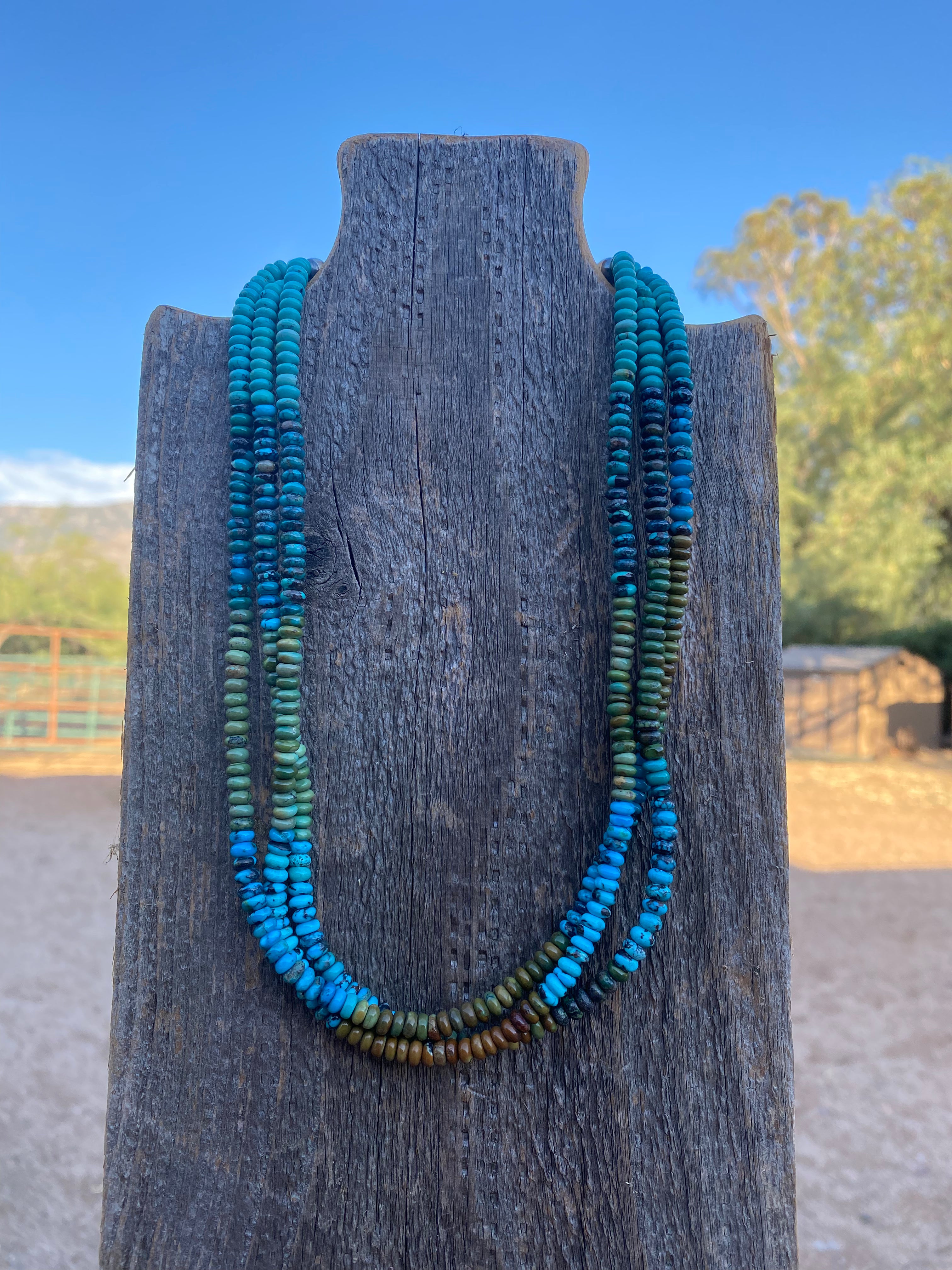 Handcrafted 3 Strand Kingman Turquoise 16-18 inches