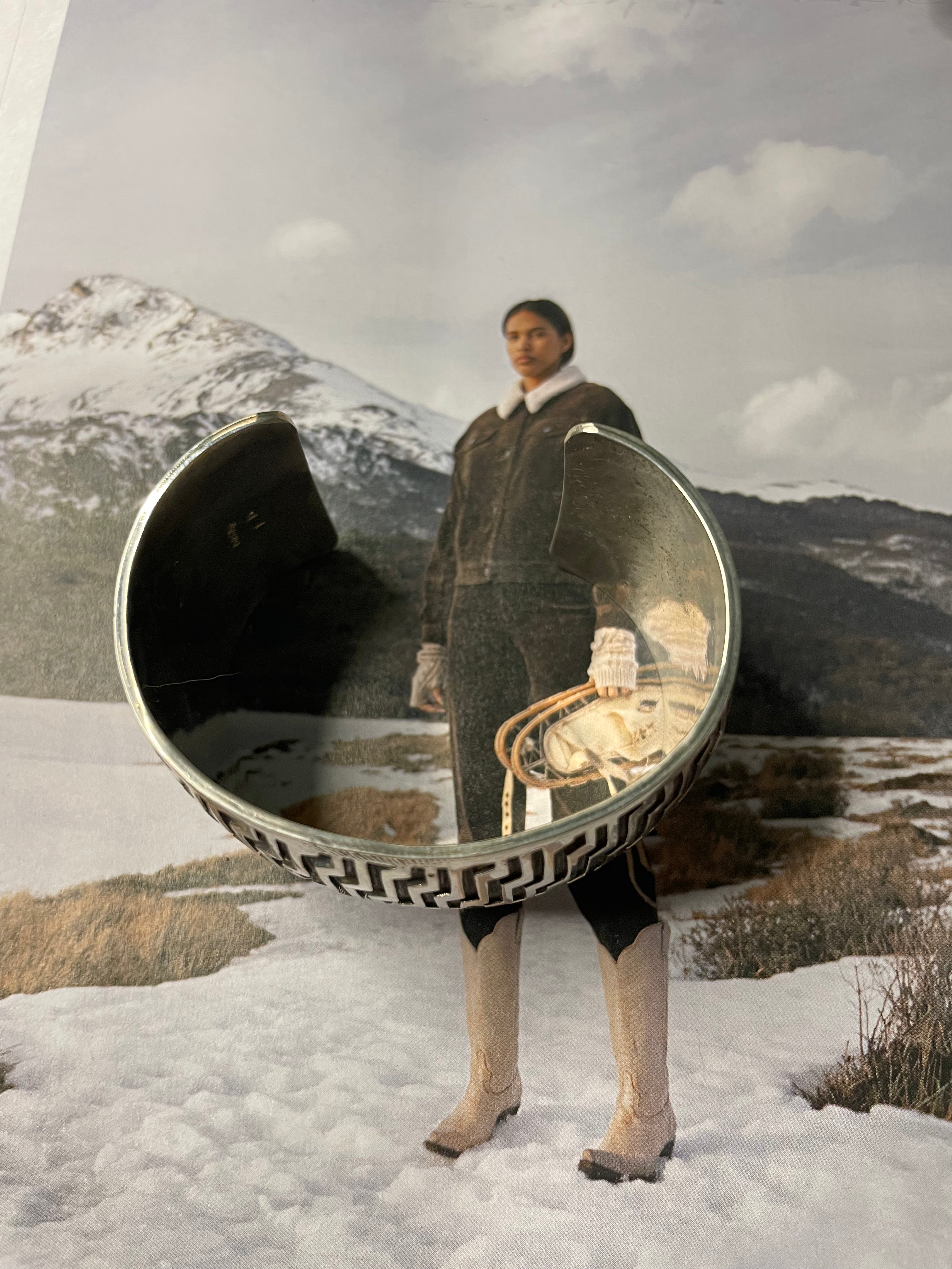 Handcrafted Sterling Silver Southwest Bracelet Cuff Signed