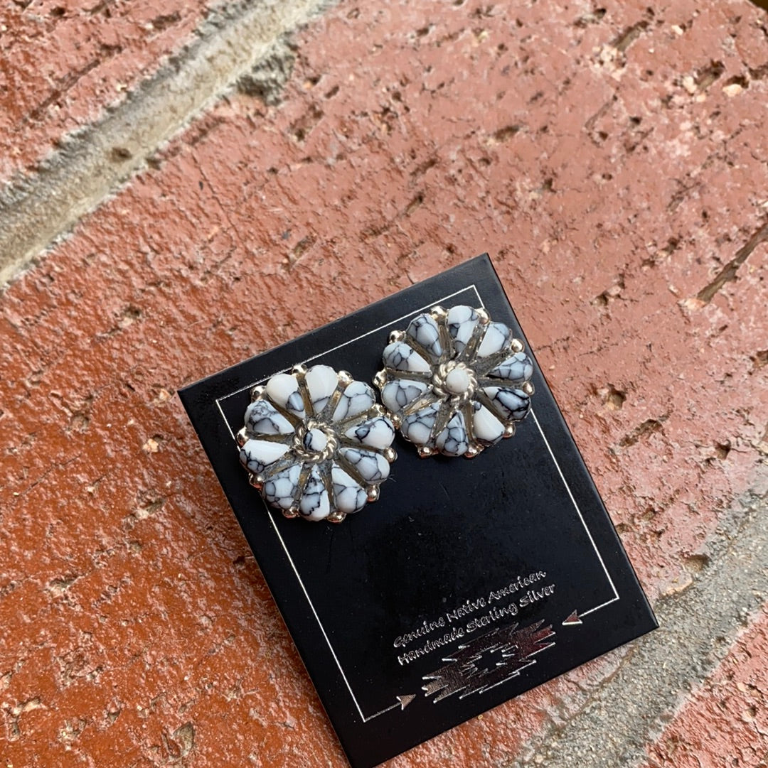 Handcrafted White Buffalo Cluster Post Earrings