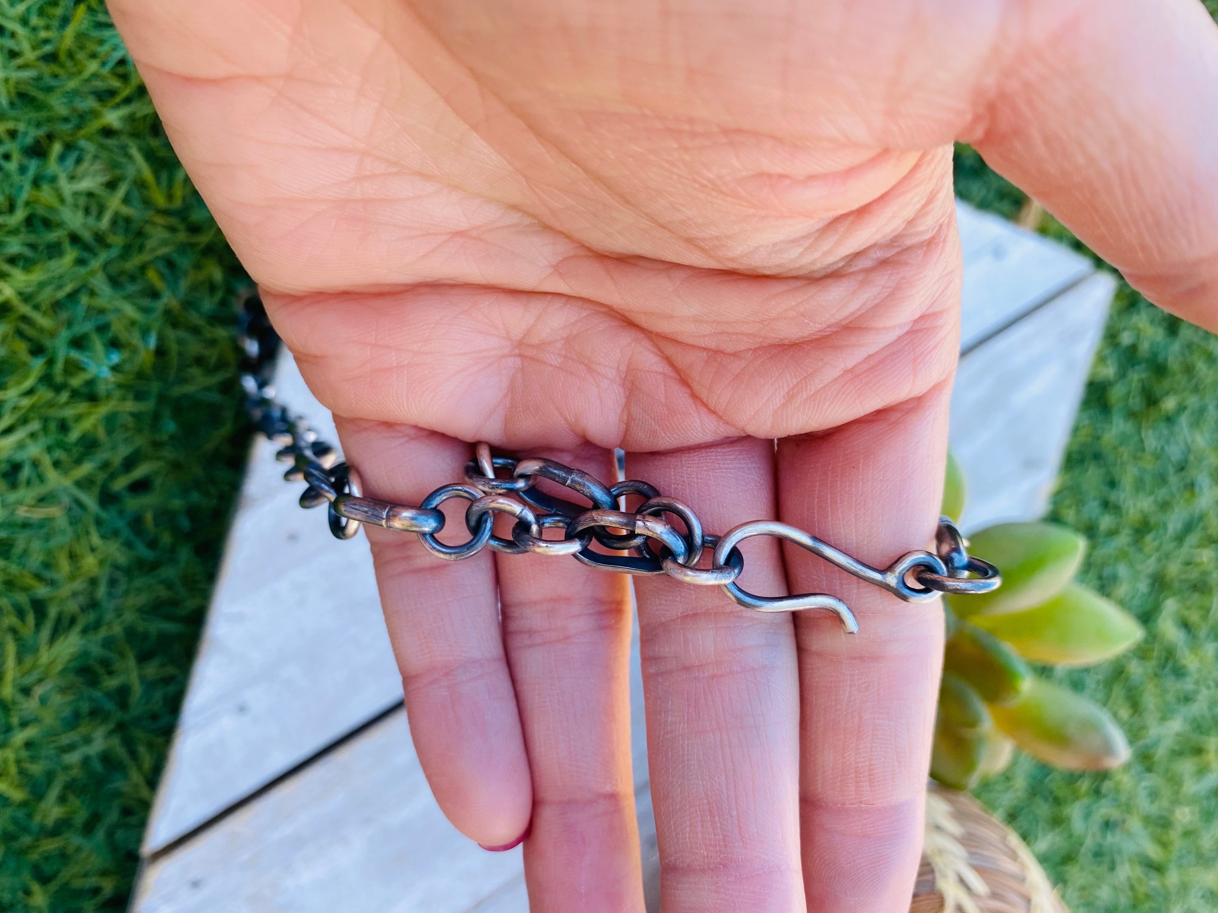 Handcrafted Number 8 Turquoise & Sterling Silver Necklace Signed