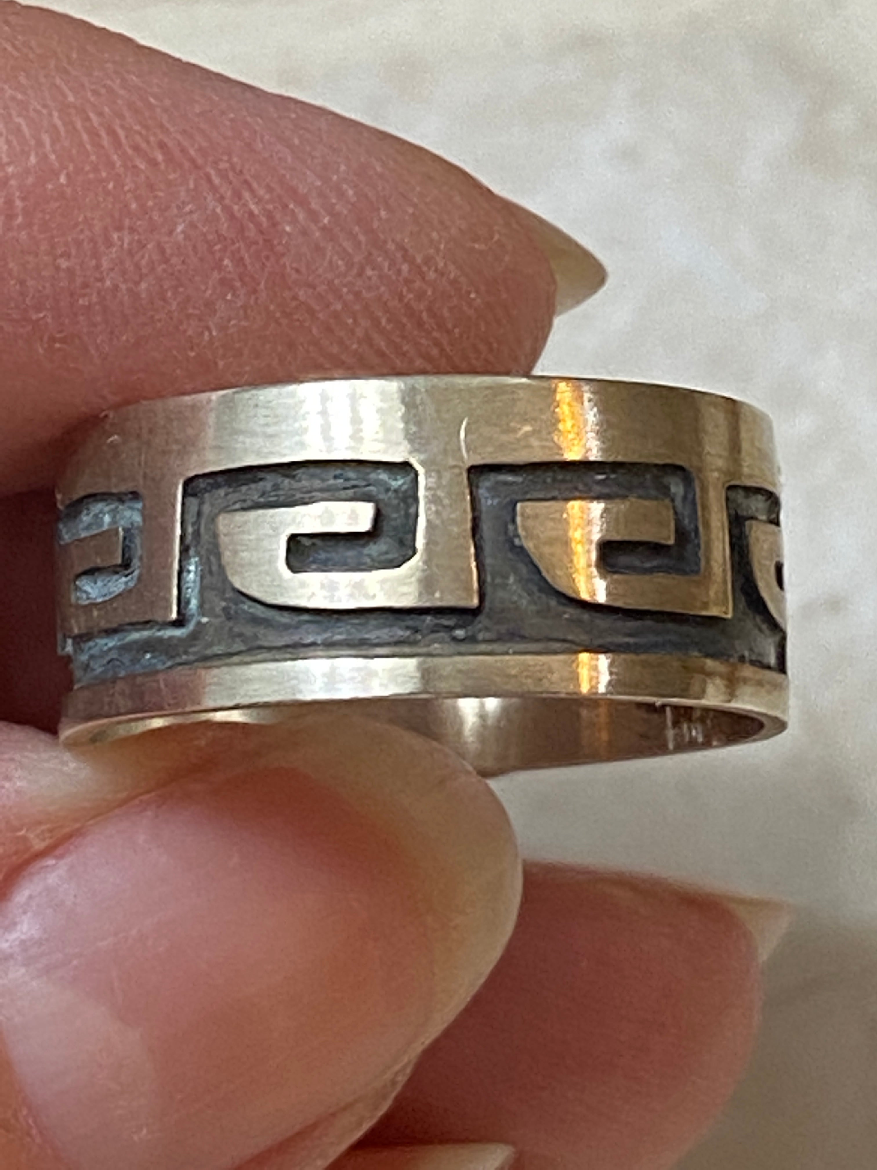 Handcrafted Sterling Silver Tribal Ring Size 10.25