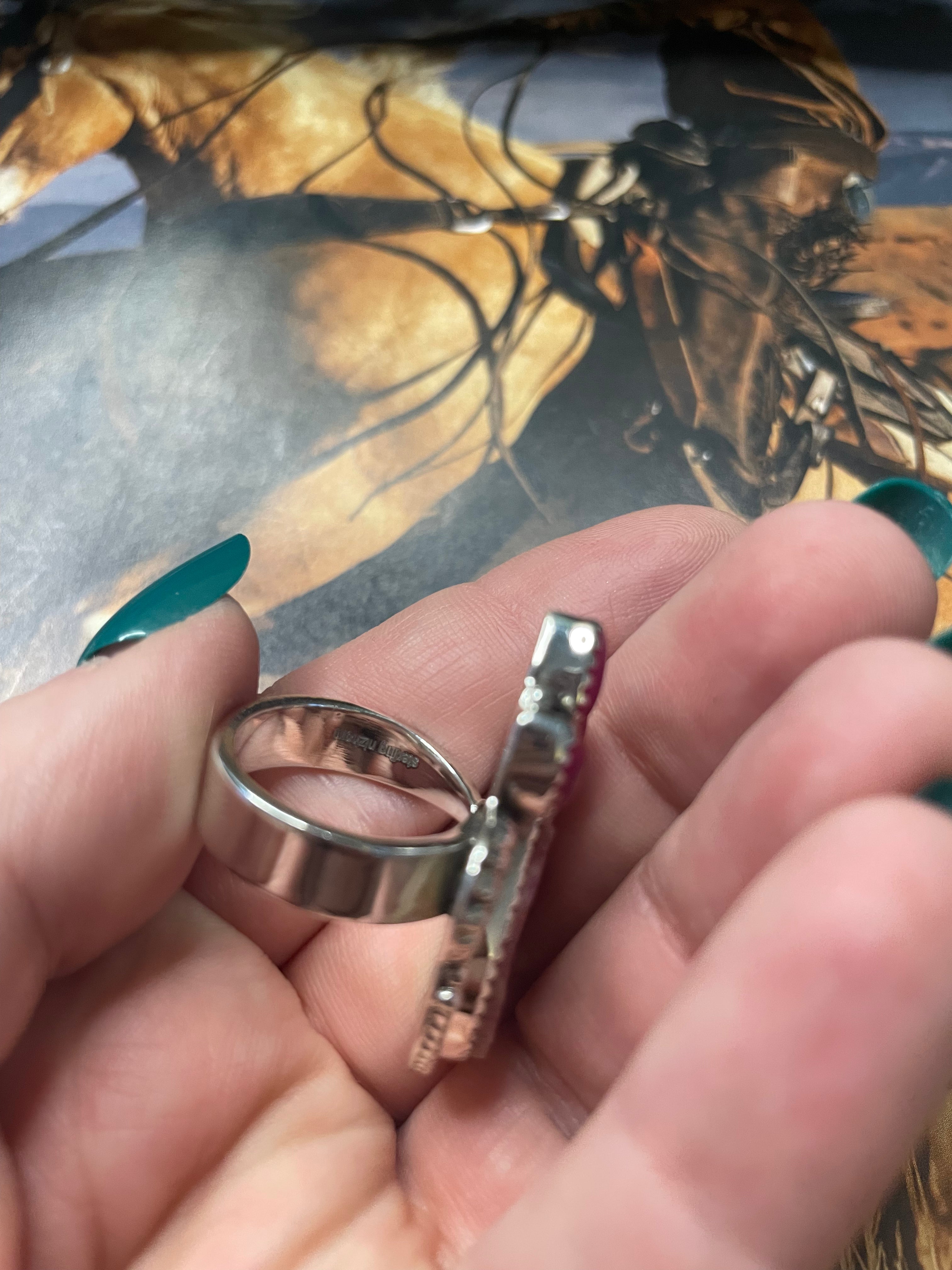 Handmade Colbalt Calcite Adjustable Ring