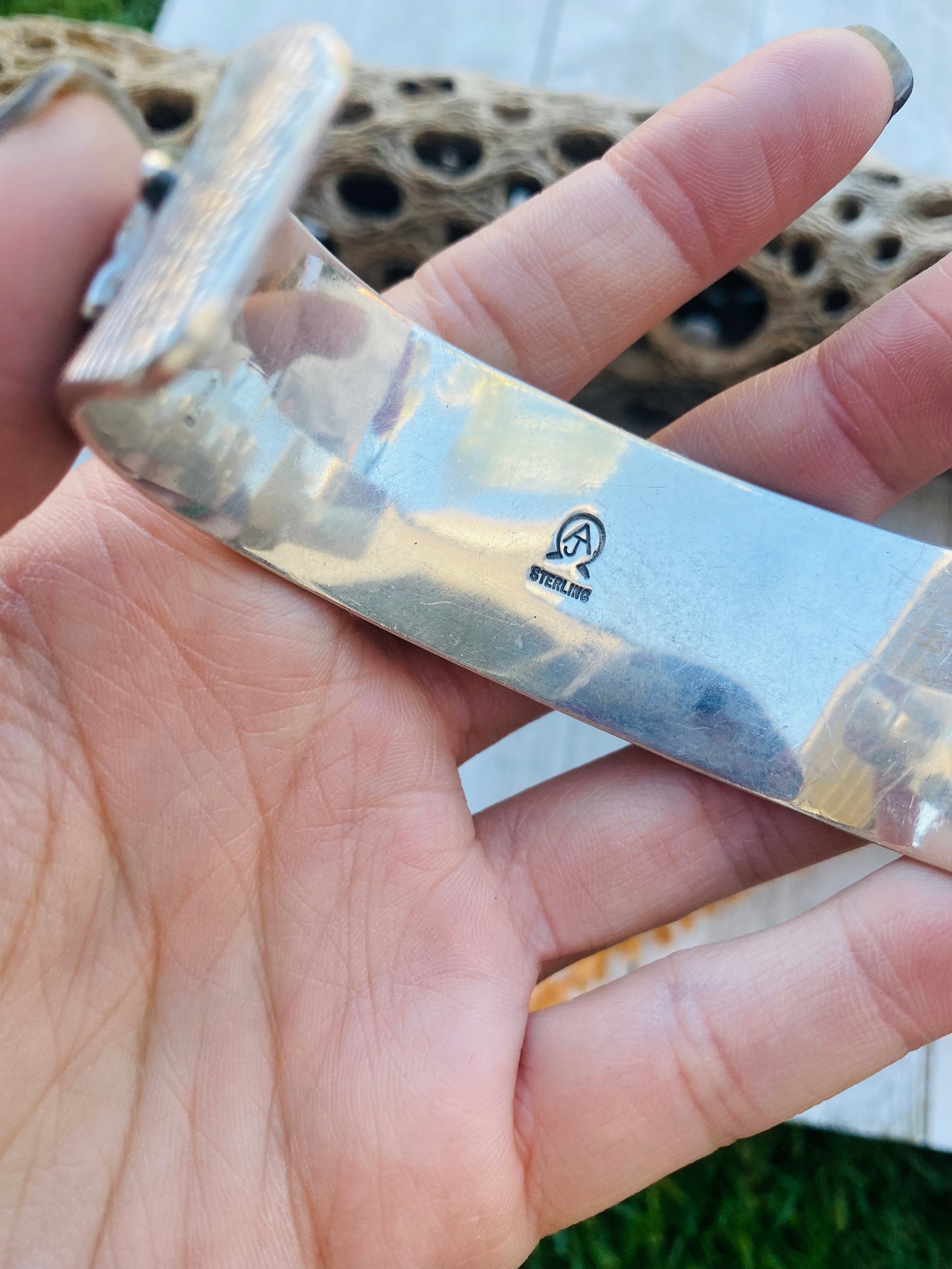 Handcrafted Sterling Silver Horses Cuff Signed