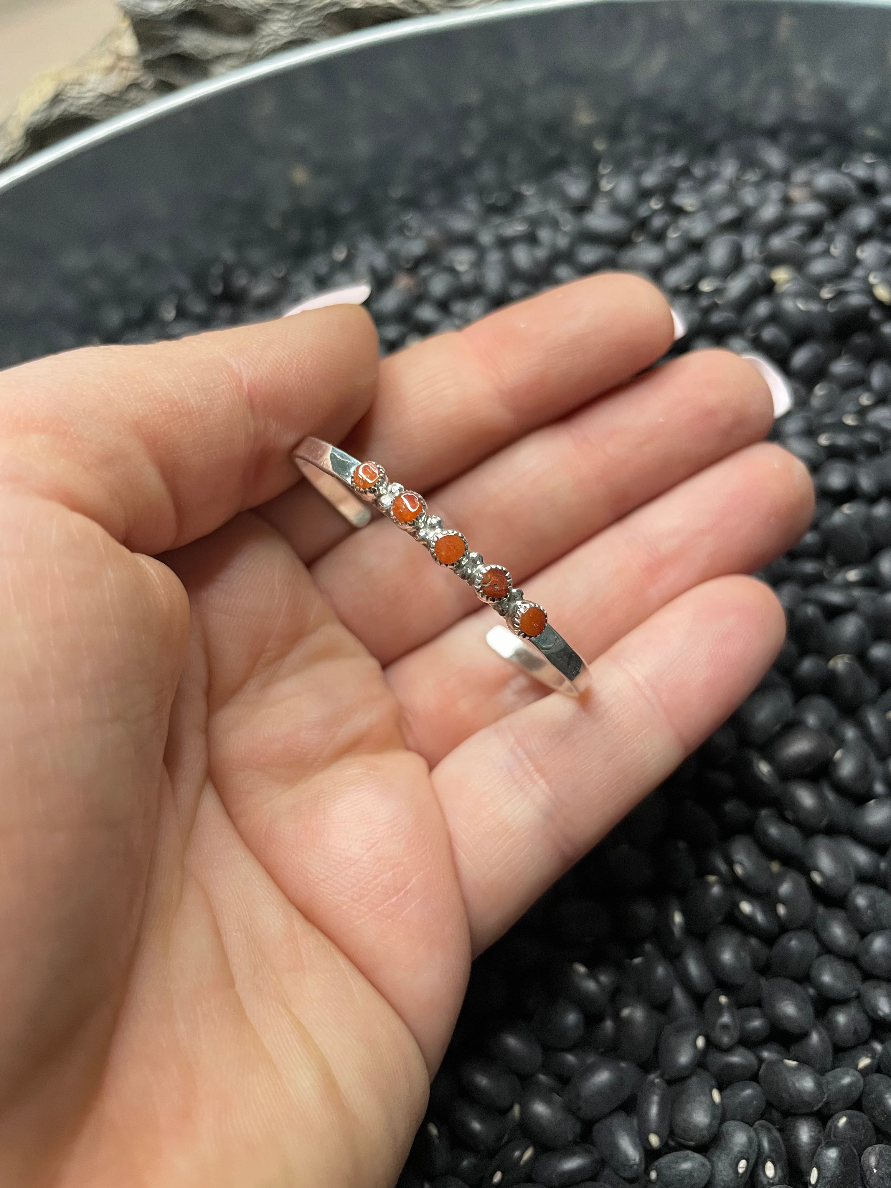 Handcrafted Sterling Silver & Coral Baby Cuff Bracelet