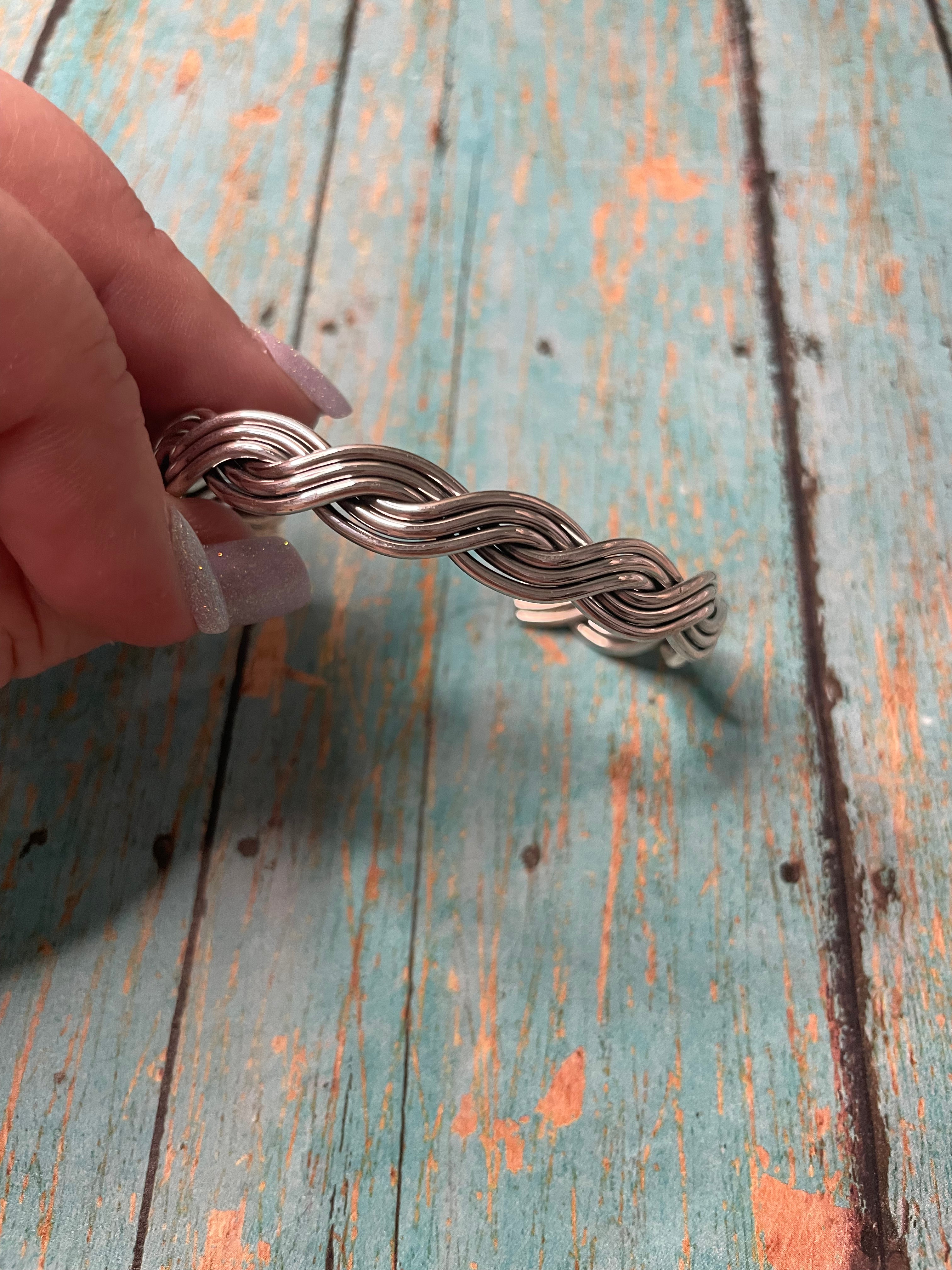 Handcrafted Sterling Silver Twisted Rope Adjustable Bracelet Cuff