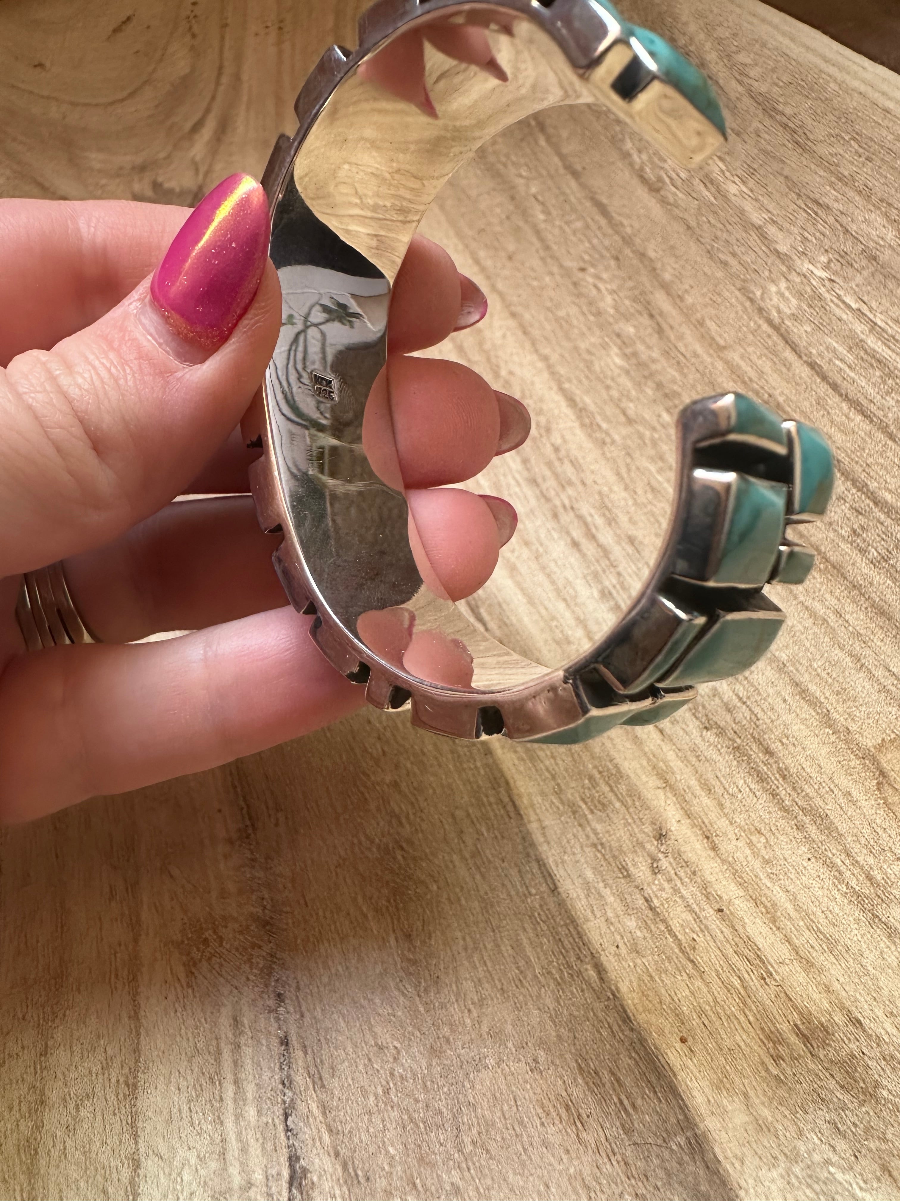 Handmade Turquoise & Sterling Silver Cuff Bracelet