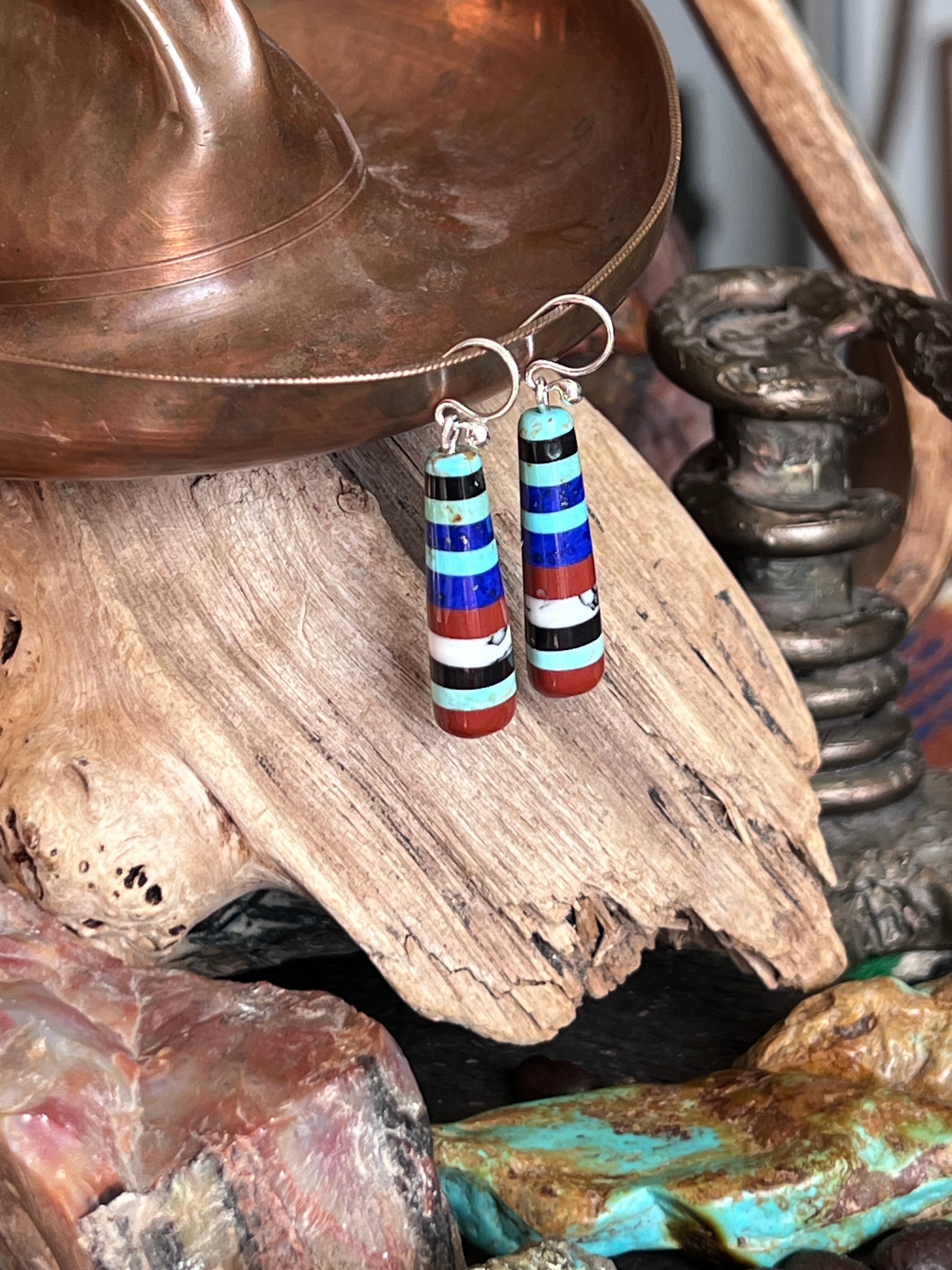 Santo Domingo Layered Multistone Earrings by Ronald Chavez, Stacked Gems #5