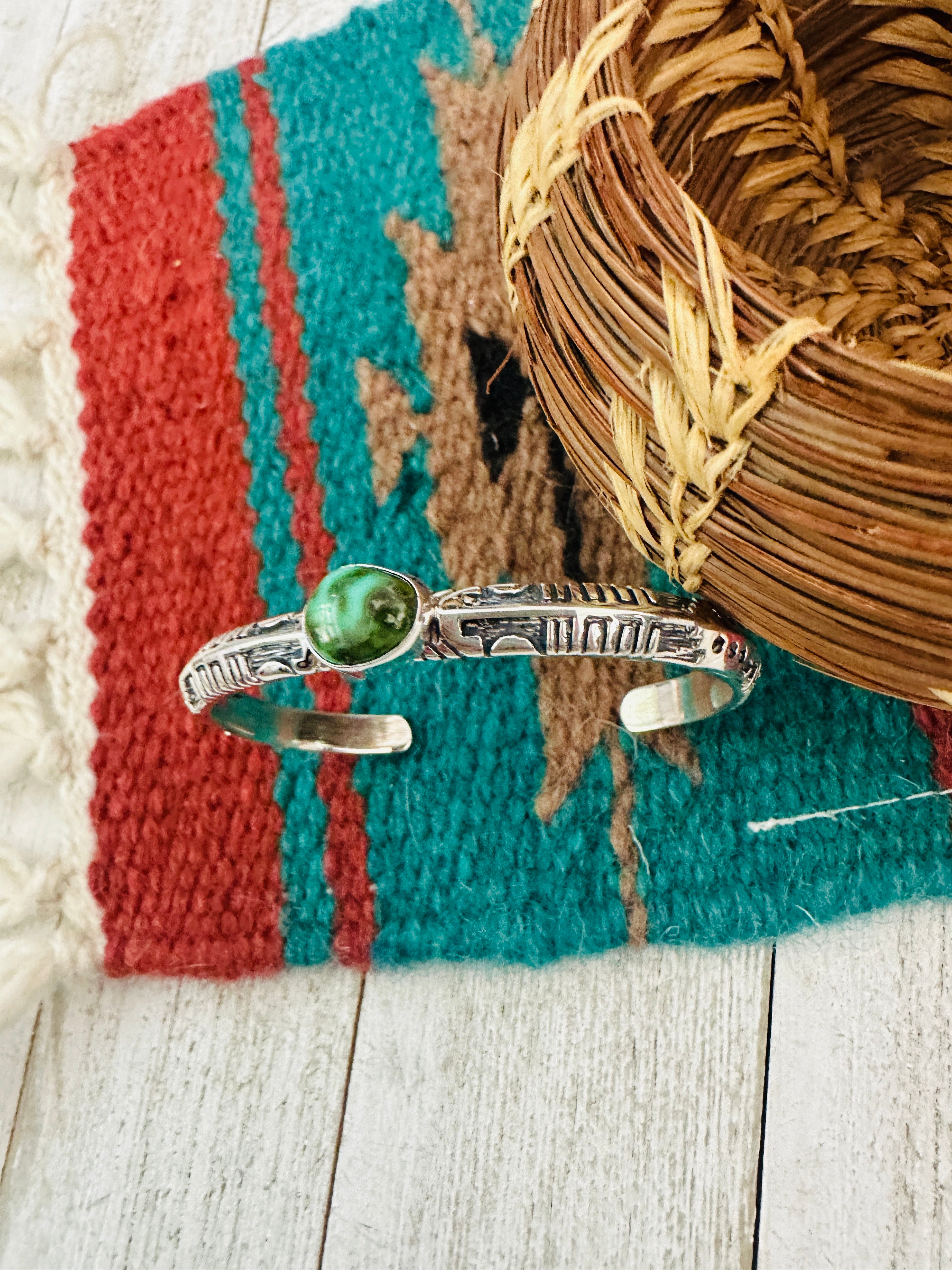 Navajo Sonoran Mountain Turquoise & Sterling Silver Cuff Bracelet