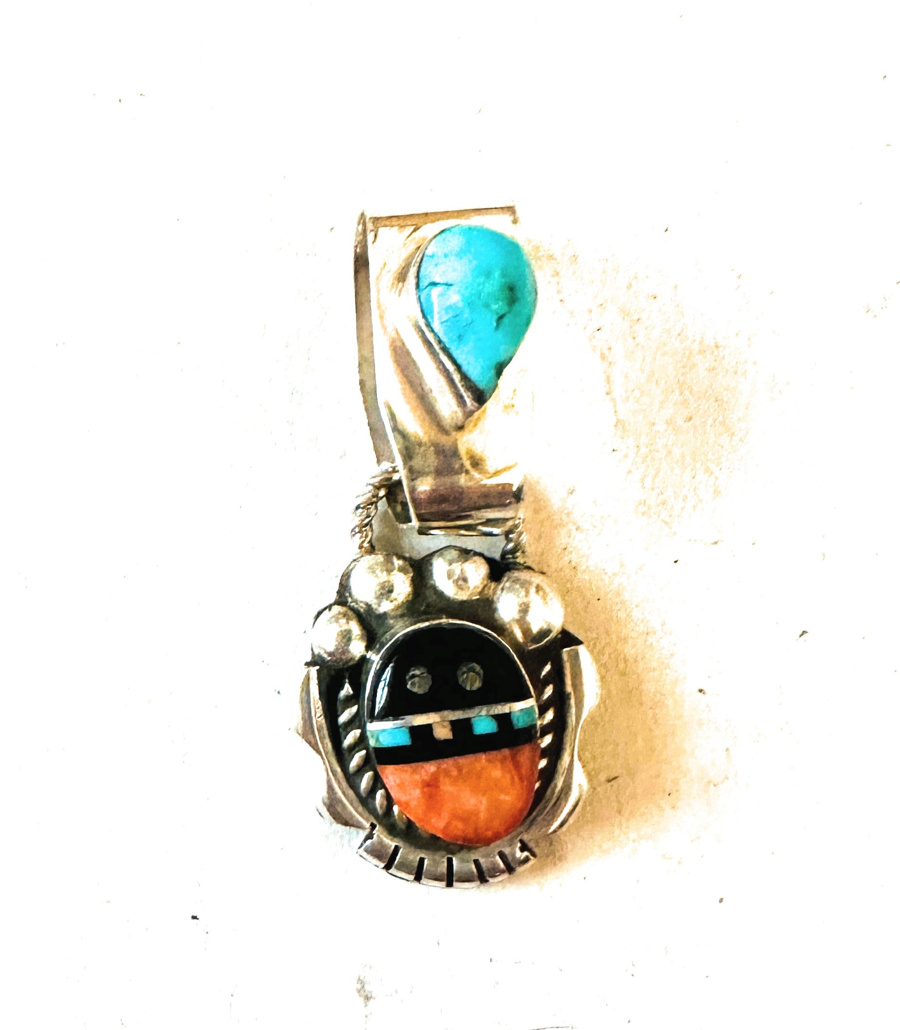 Navajo Multi Stone & Sterling Silver Inlay Pendant