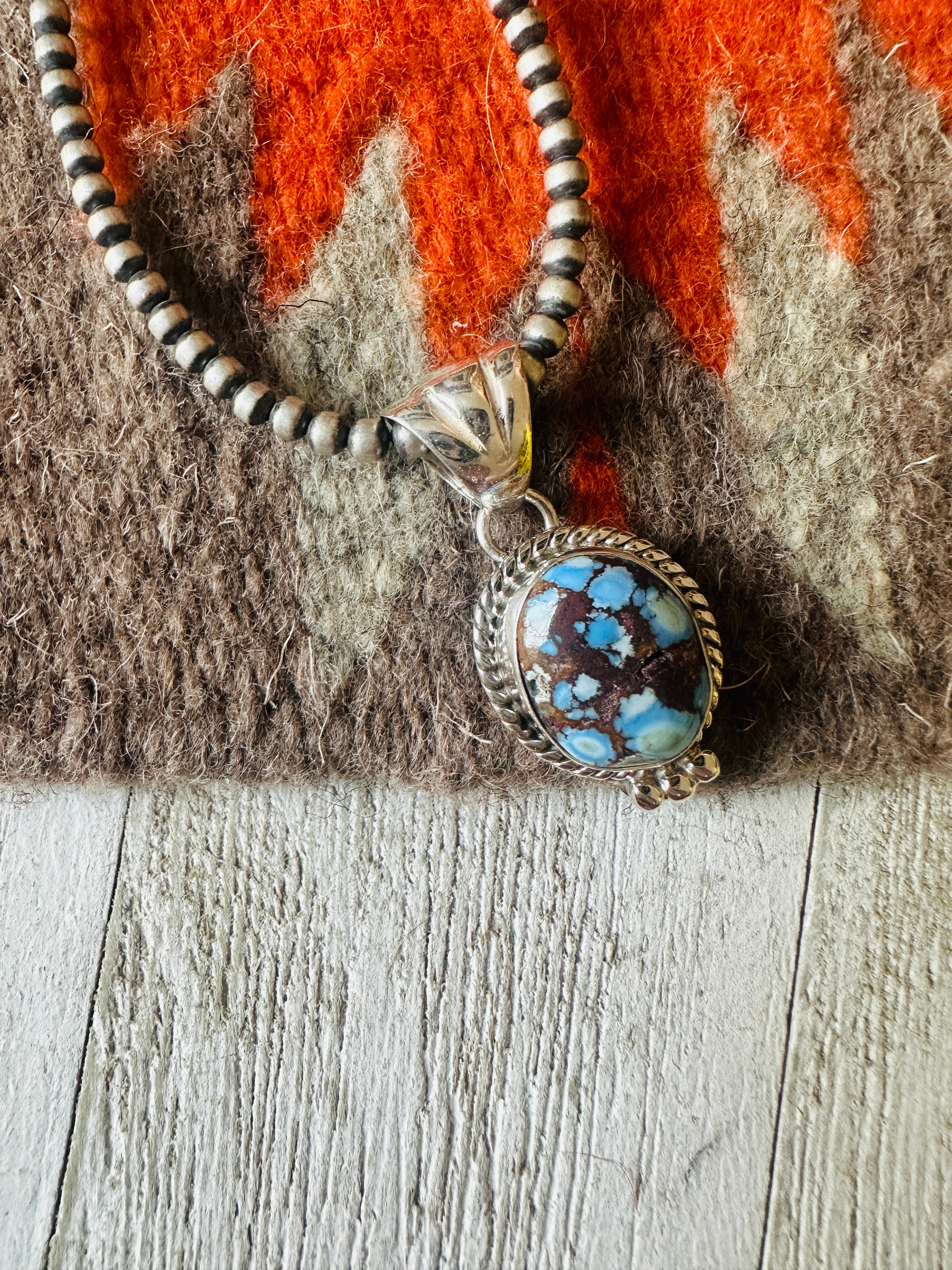 Navajo Golden Hills Turquoise and Sterling Silver Pendant