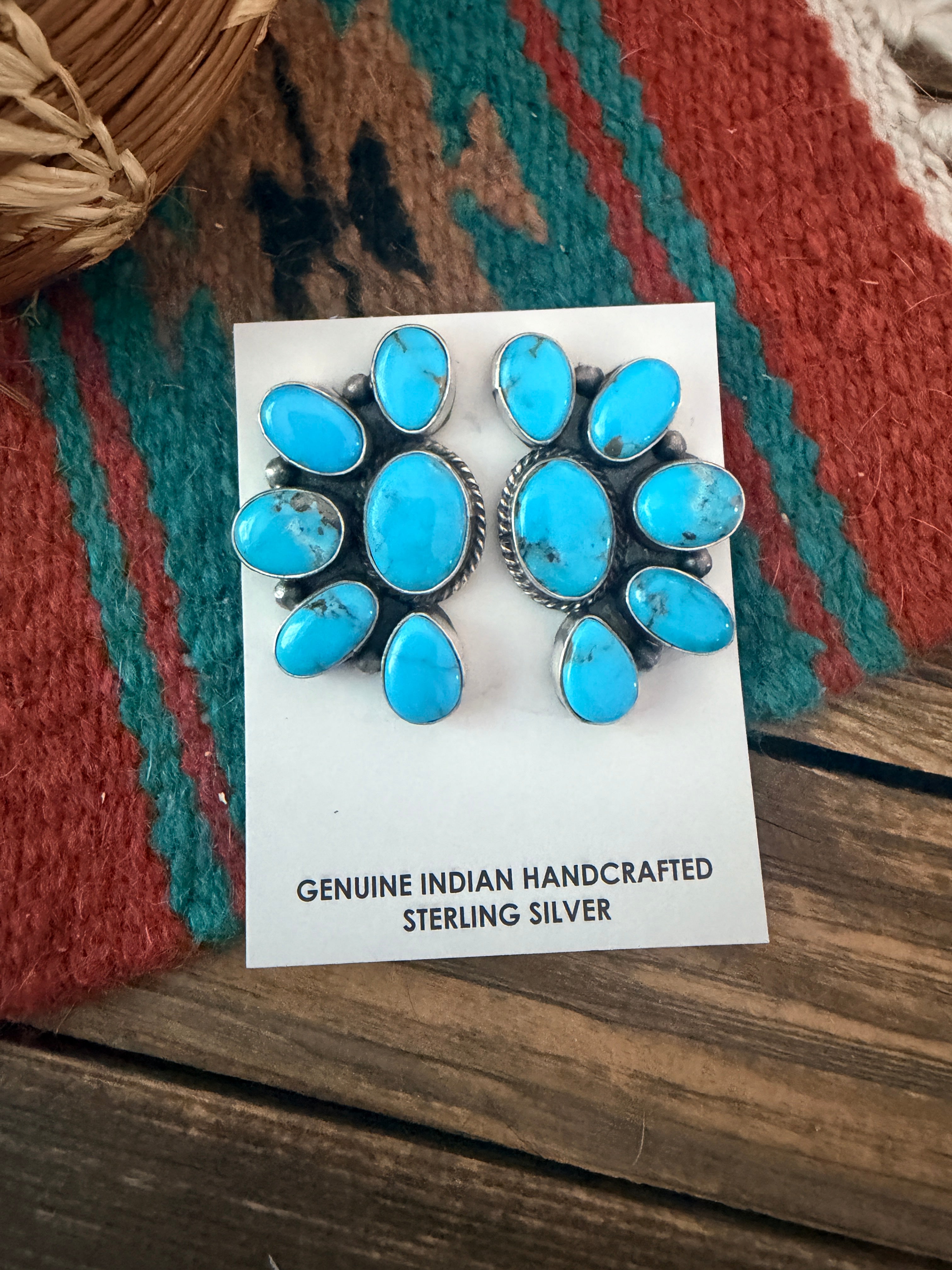 Handcrafted Turquoise & Sterling Silver Post Earrings by Letricia Largo