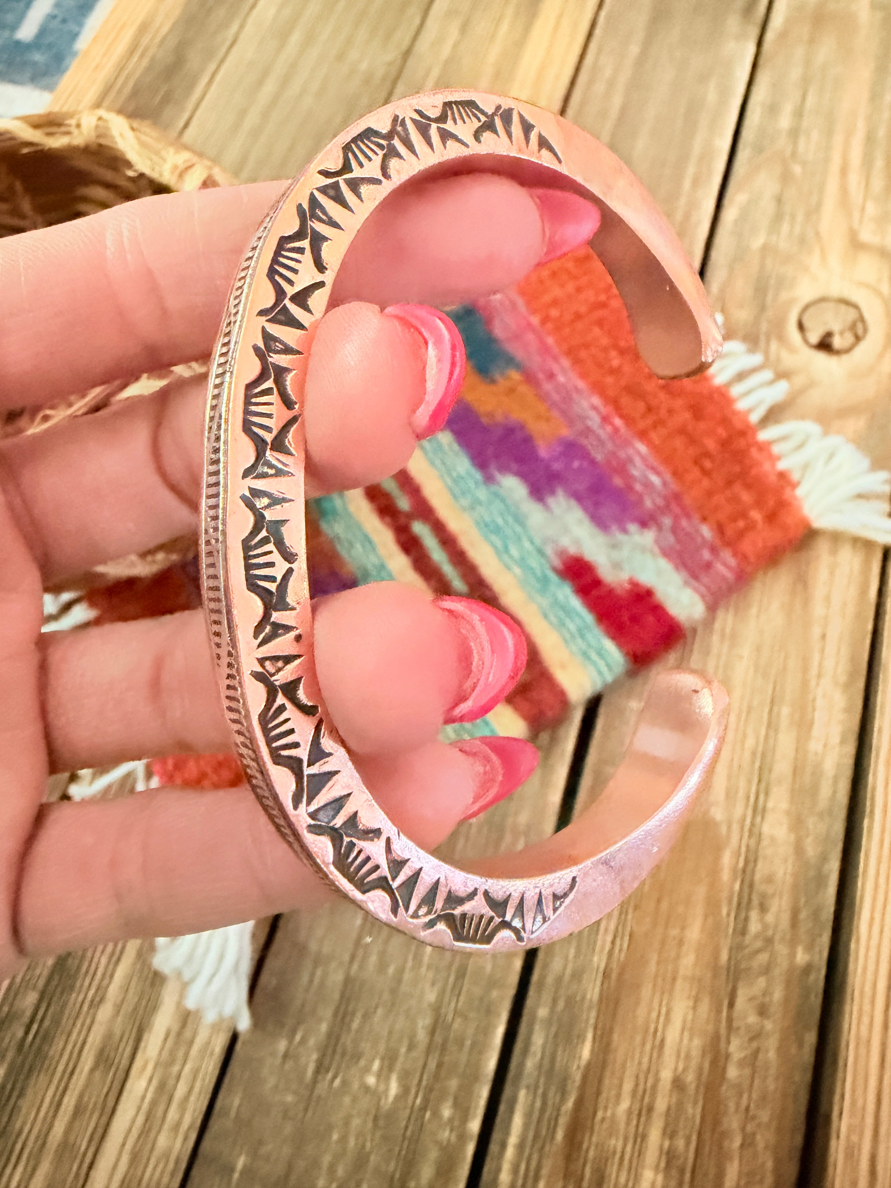 Handcrafted Copper & Sterling Silver Cuff Bracelet by Wylie Secatero