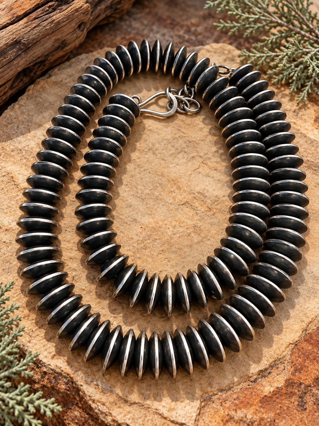 Handmade Sterling Silver 12mm Beaded Saucer Necklace 24” By Dan Dodson