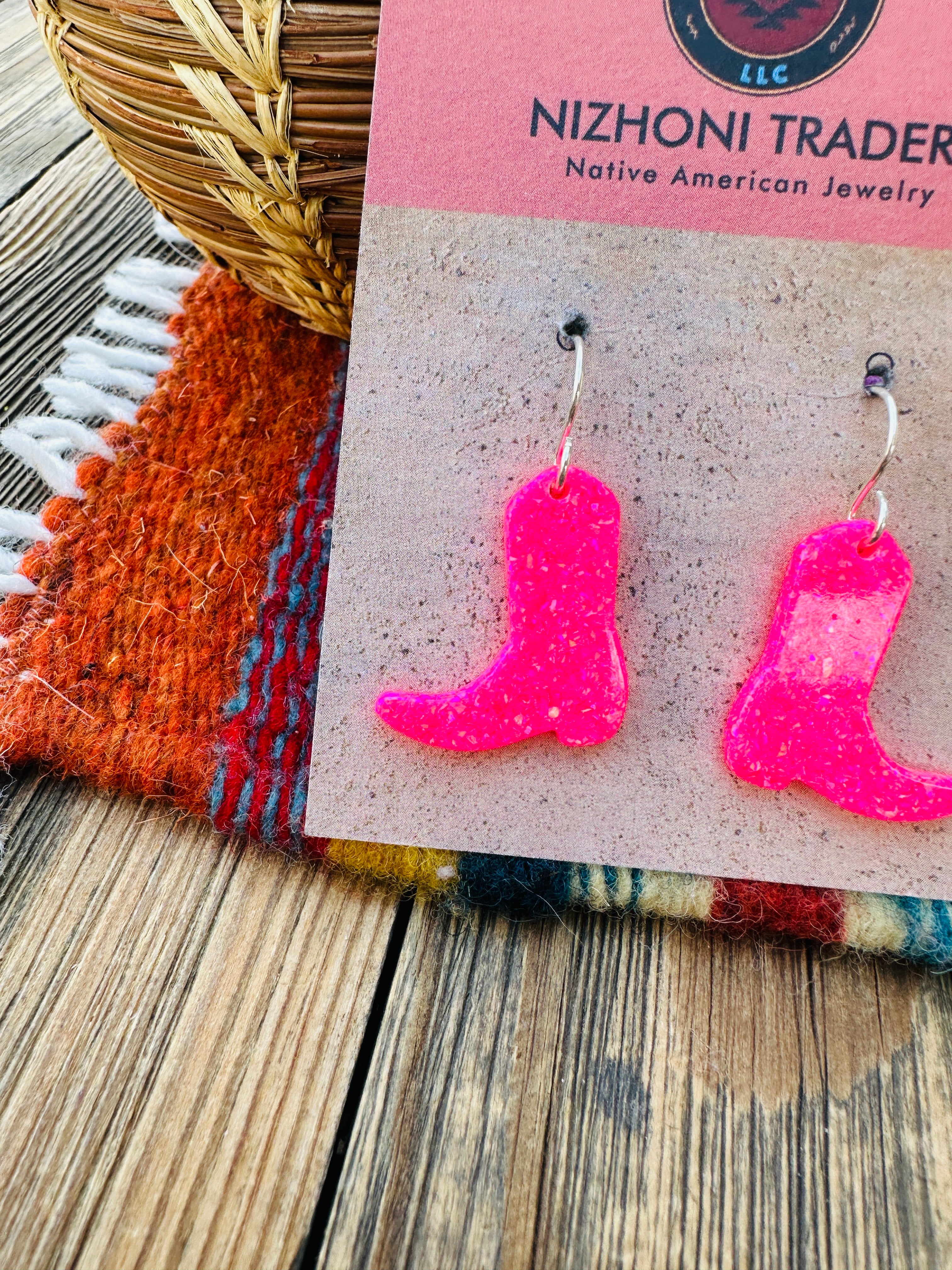 Handcrafted Sterling Silver & Opal Cowboy Boot Dangle Earrings