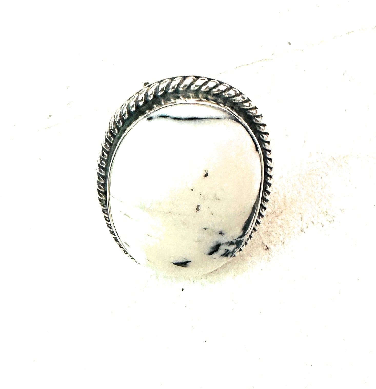 Navajo White Buffalo & Sterling Silver Ring