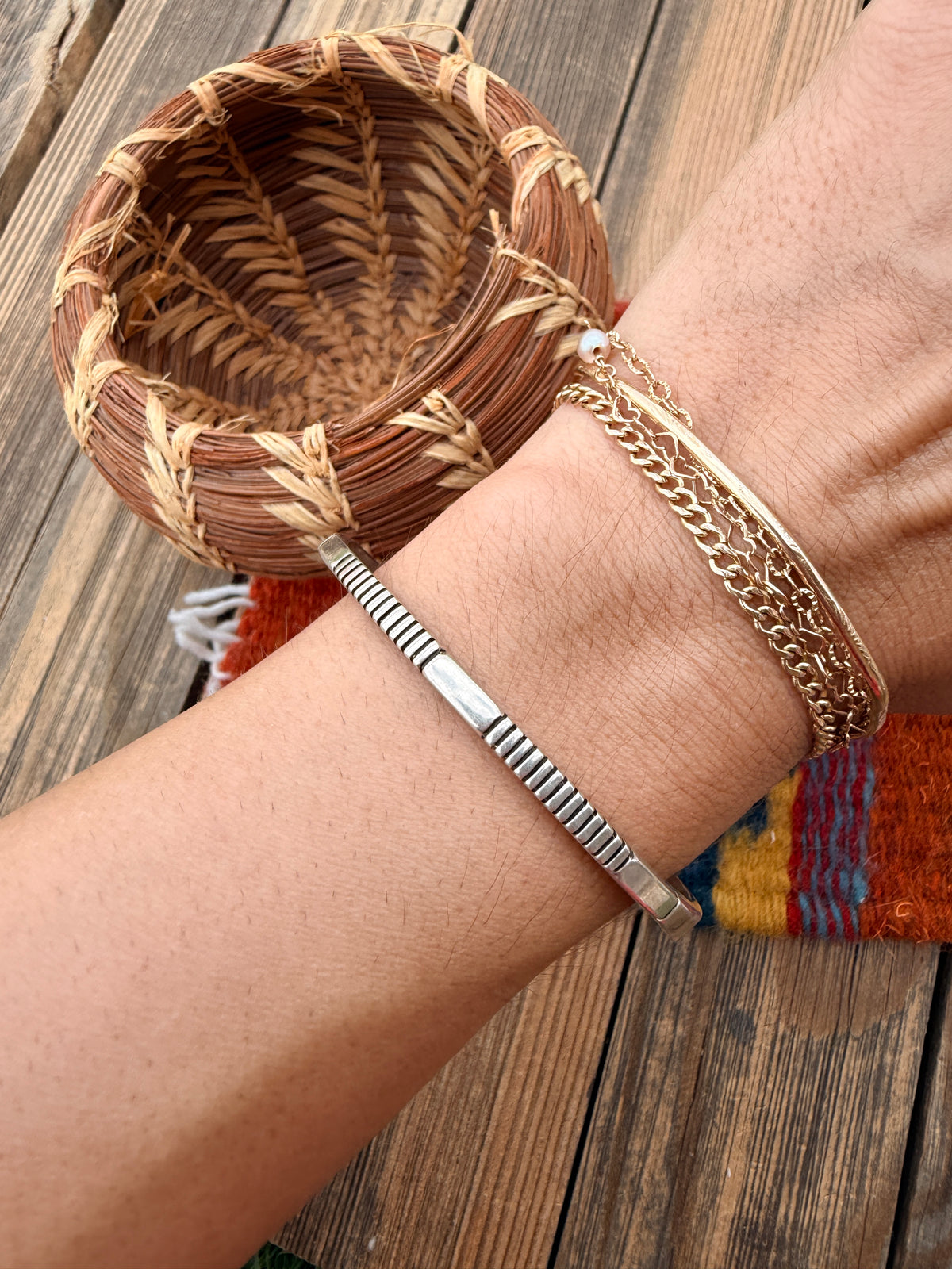 Handcrafted Old Pawn Sterling Silver Cuff Bracelet
