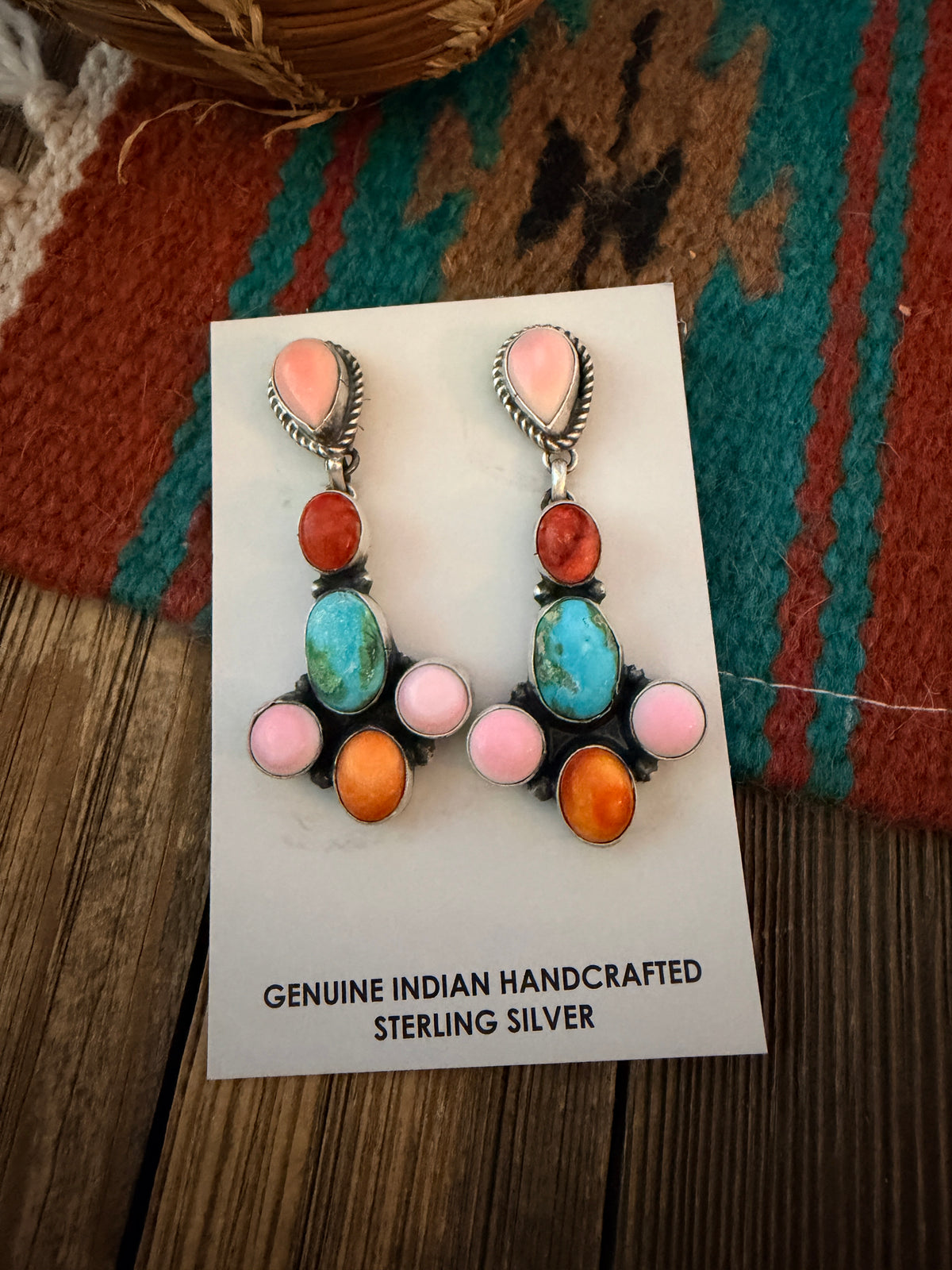 Handcrafted Multi Stone & Sterling Silver Dangle Earrings