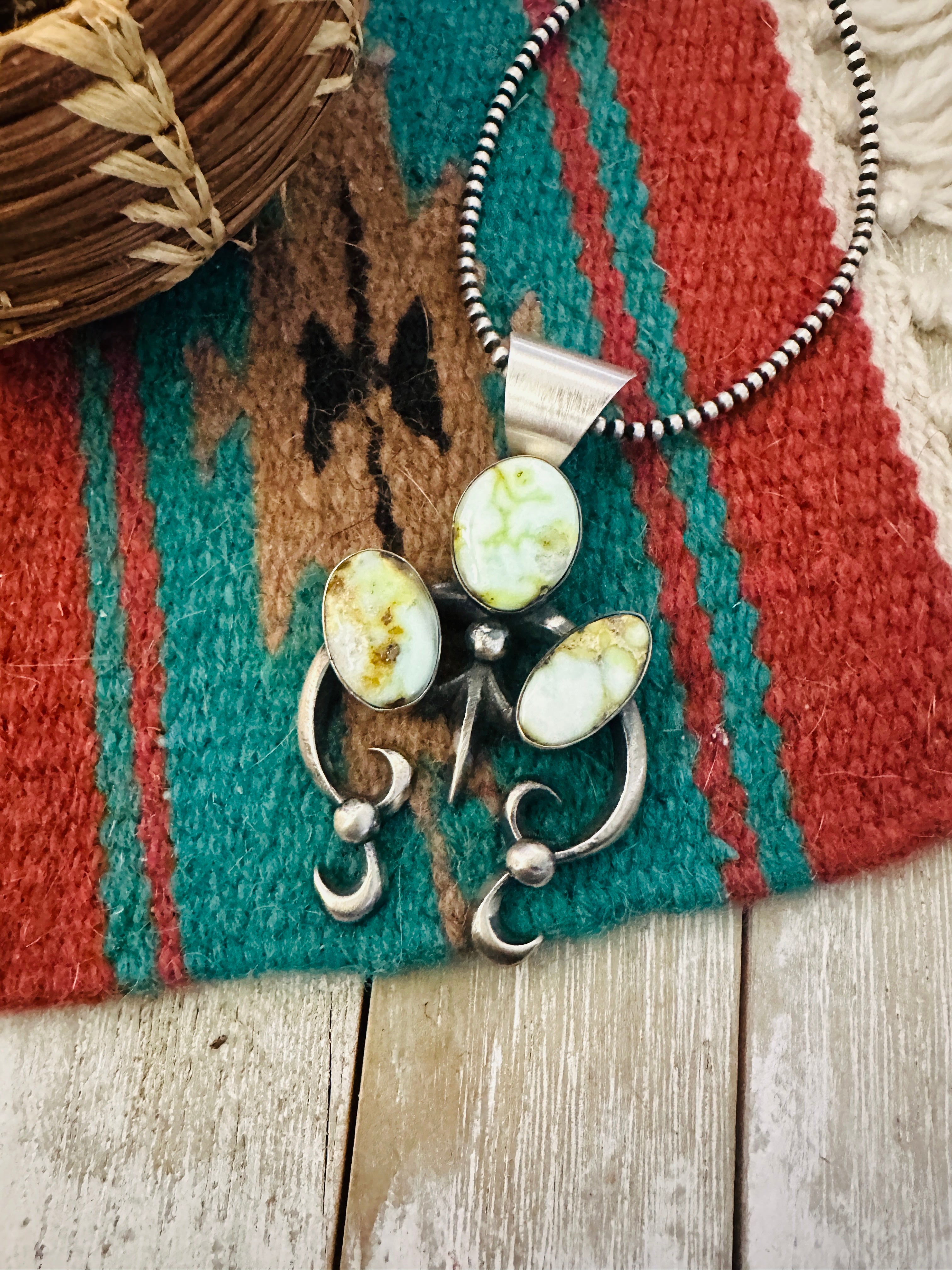 Handcrafted Sterling Silver & Palomino Turquoise Naja Pendant by Chimney Butte