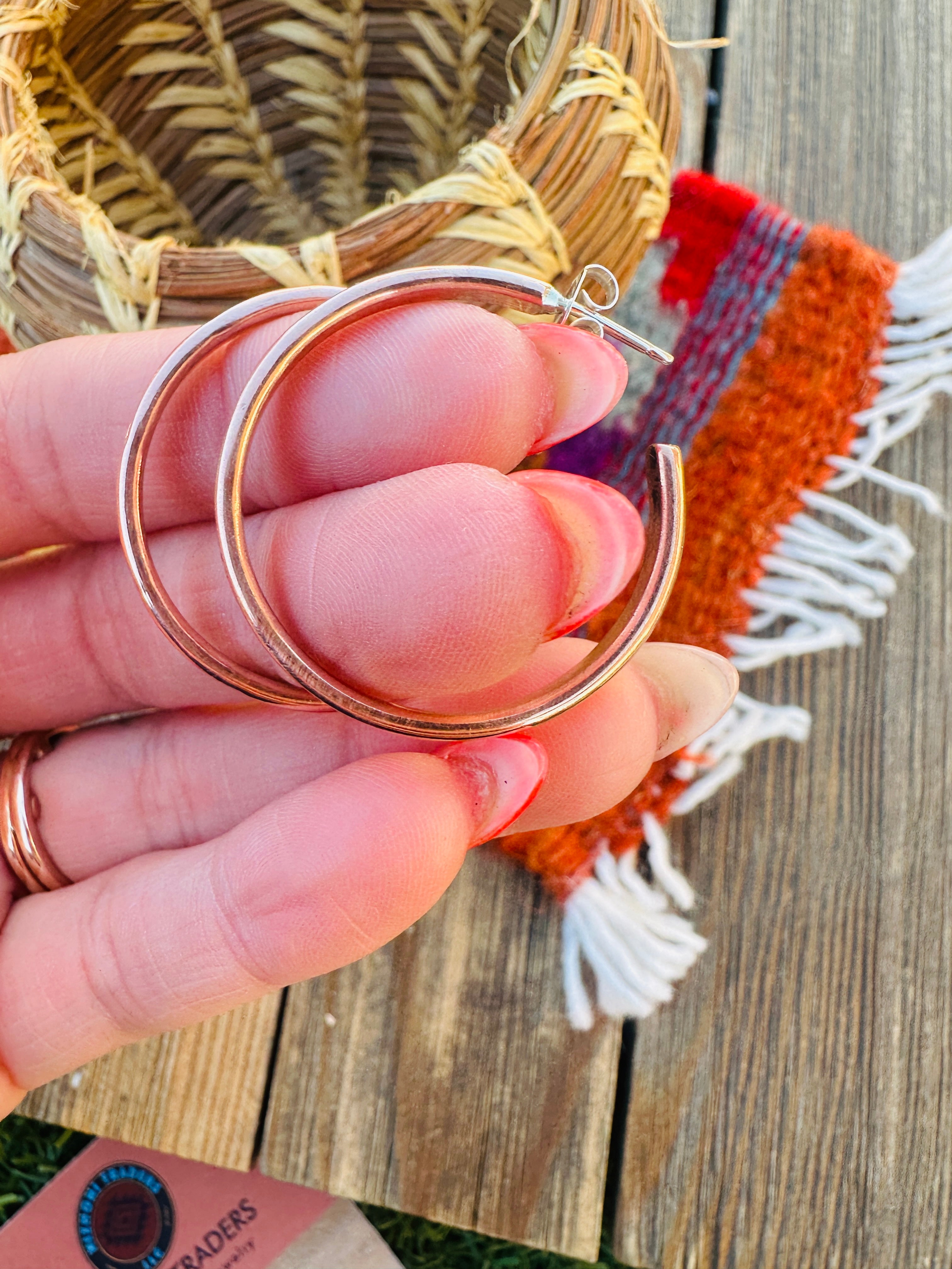 Hand Stamped Copper Hoop Earrings